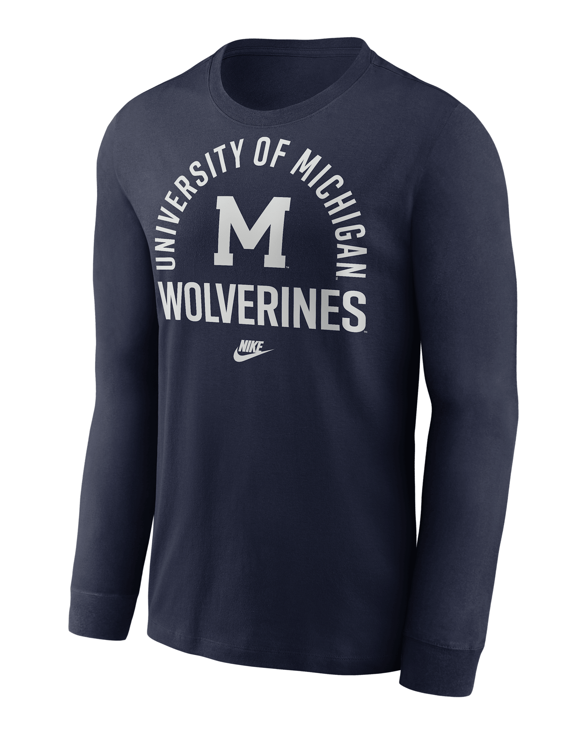 Michigan Legacy Arched Logo Men's Nike College Long-Sleeve T-Shirt - Navy