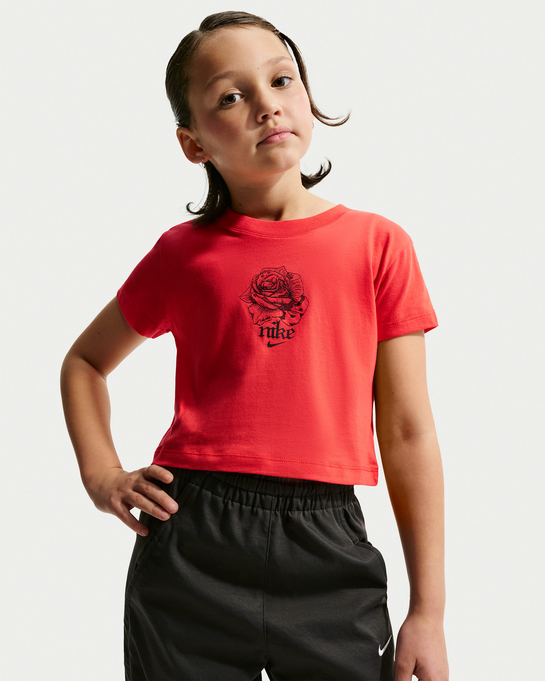 Nike Sportswear Older Kids' (Girls') Cropped T-Shirt - Light Crimson