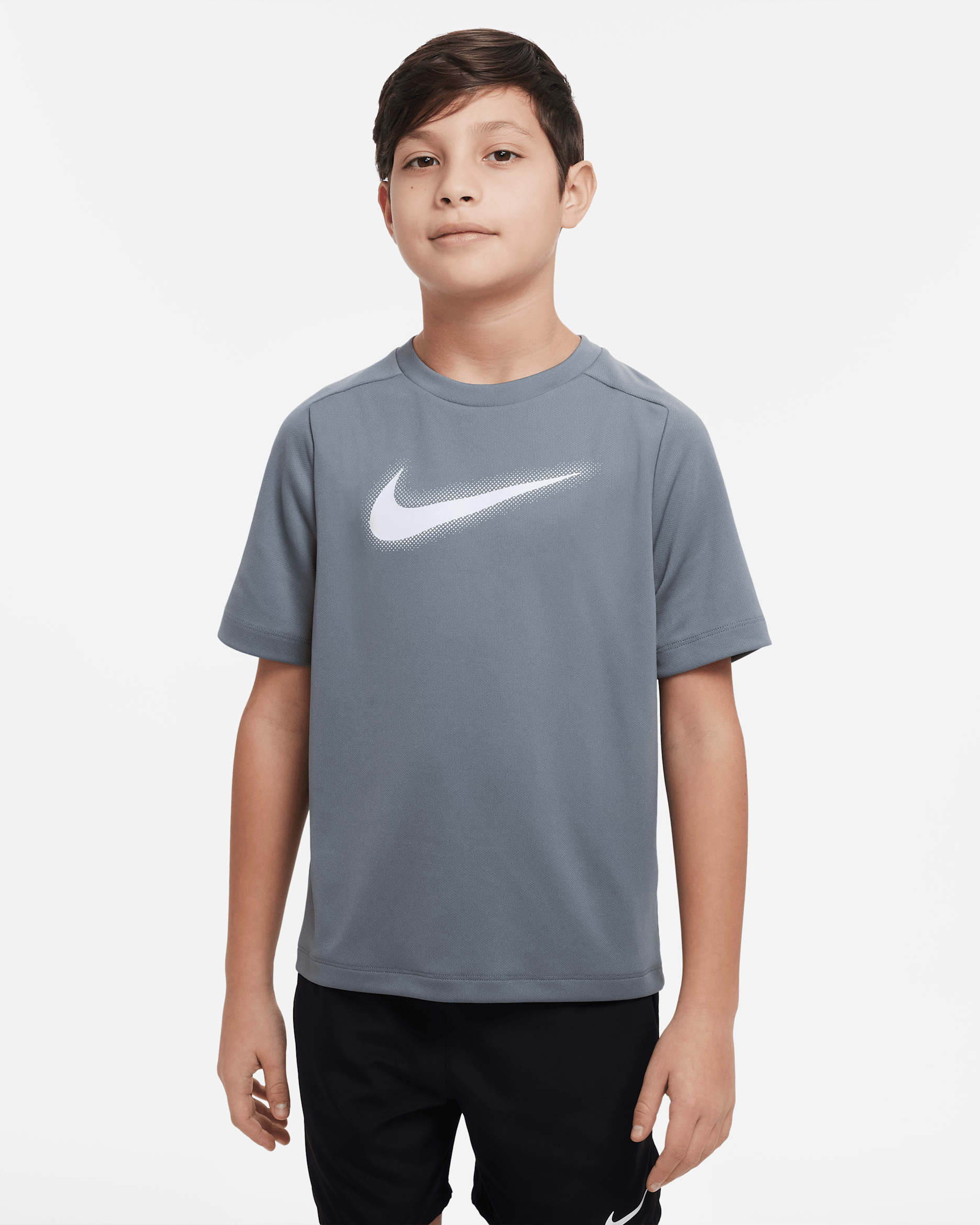 Nike Multi Big Kids' (Boys') Dri-FIT Graphic Training Top - Smoke Grey/White