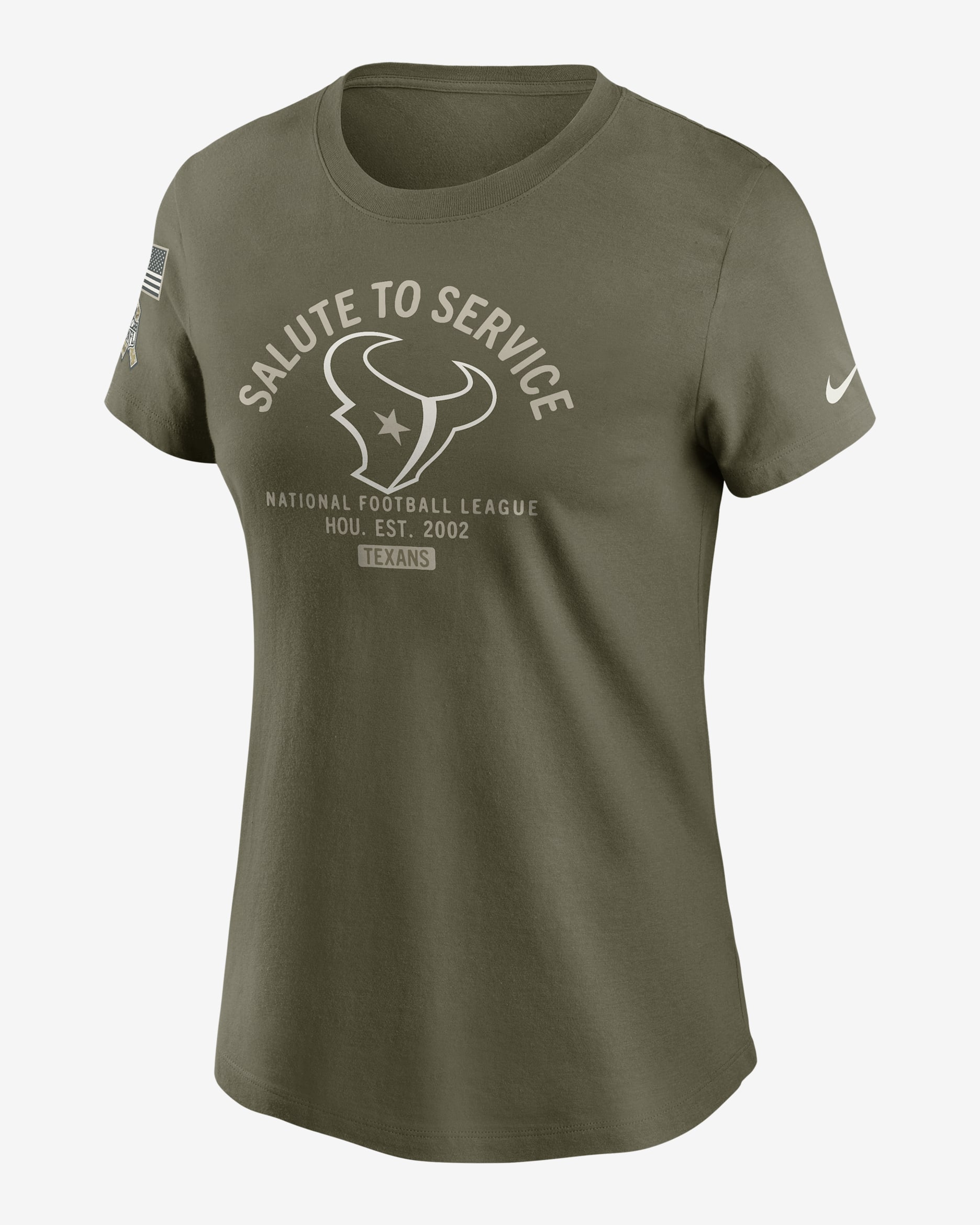 Playera Nike de la NFL para mujer Houston Texans Salute to Service Sideline - Oliva