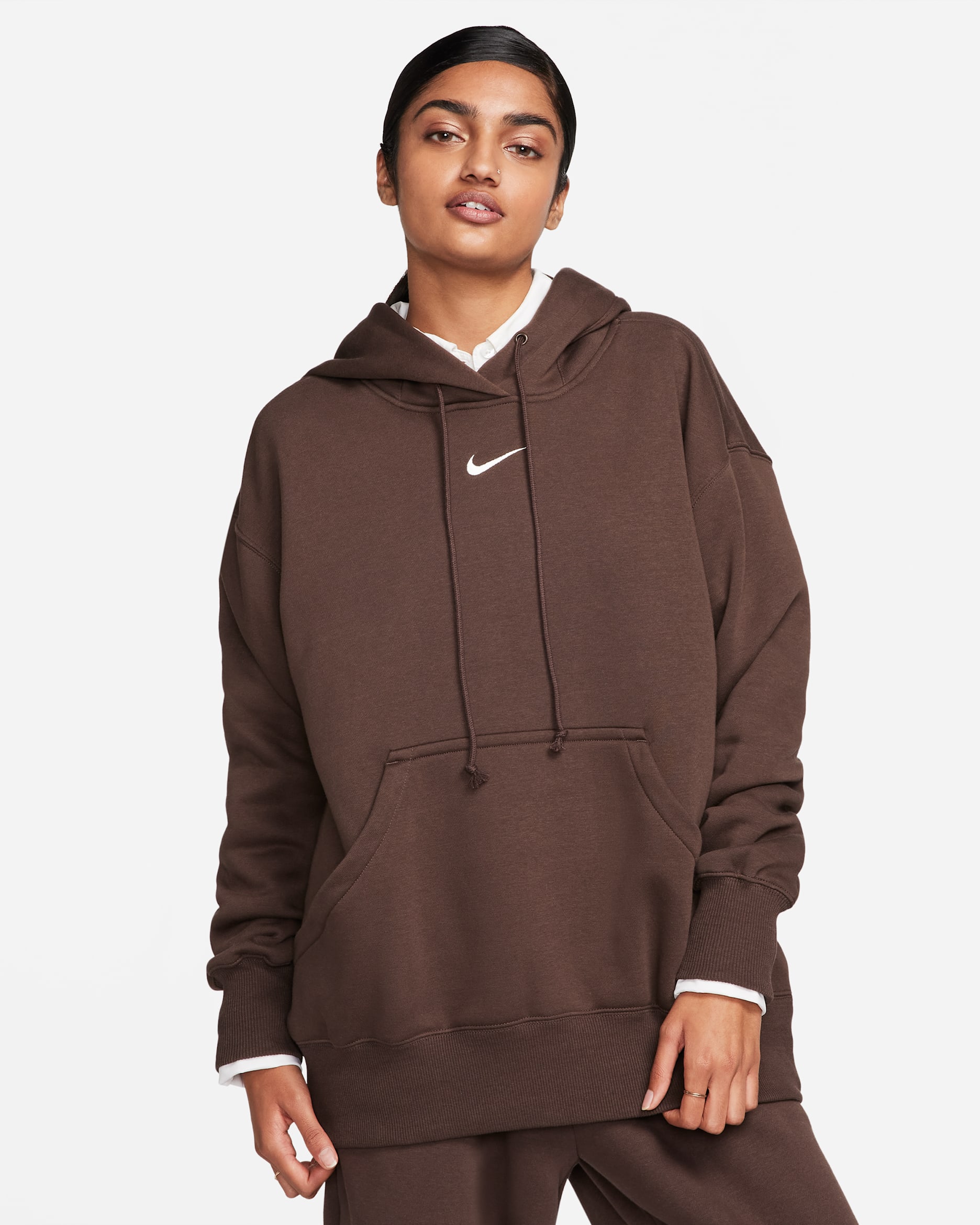 Nike Sportswear Phoenix Fleece Women's Oversized Pullover Hoodie - Baroque Brown/Sail