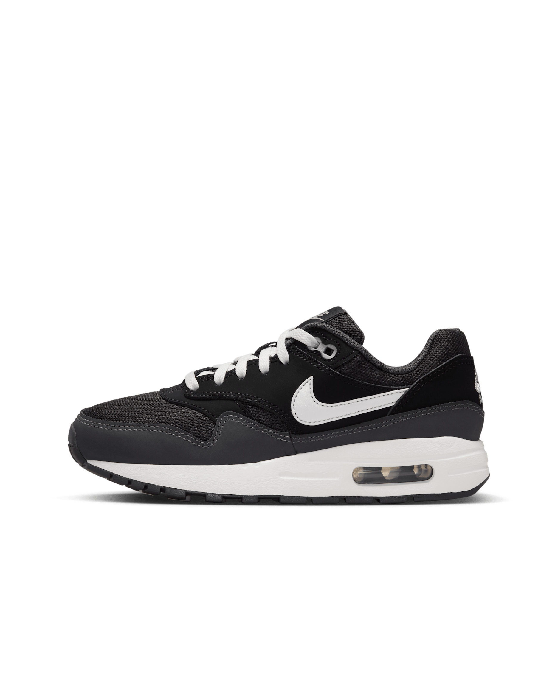 Air Max 1 大童鞋款 - 黑色/Anthracite/Metallic Silver/白色