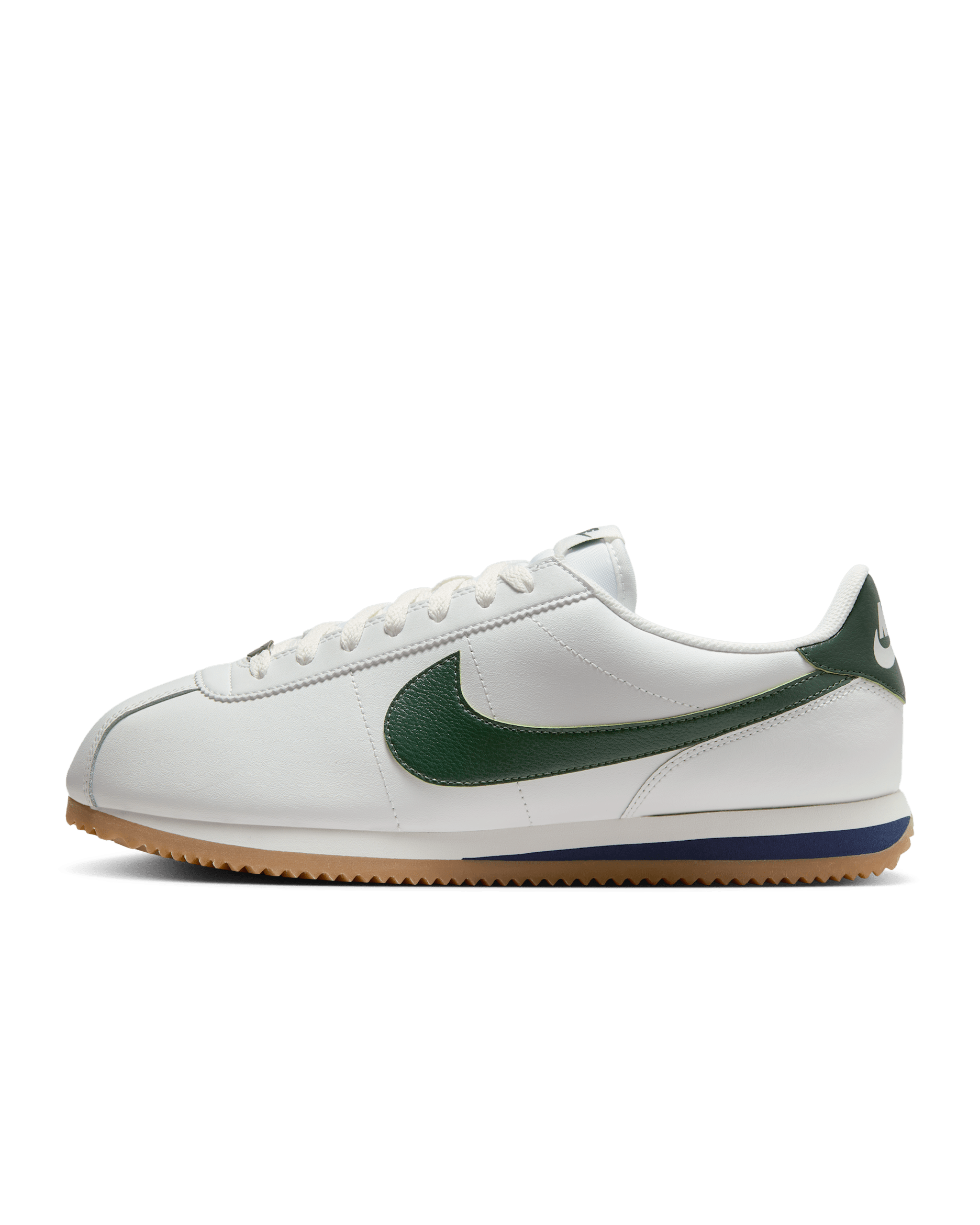 Tenis para hombre Nike Cortez Leather - Blanco cumbre/Azul marino medianoche/Plata metalizado/Abeto