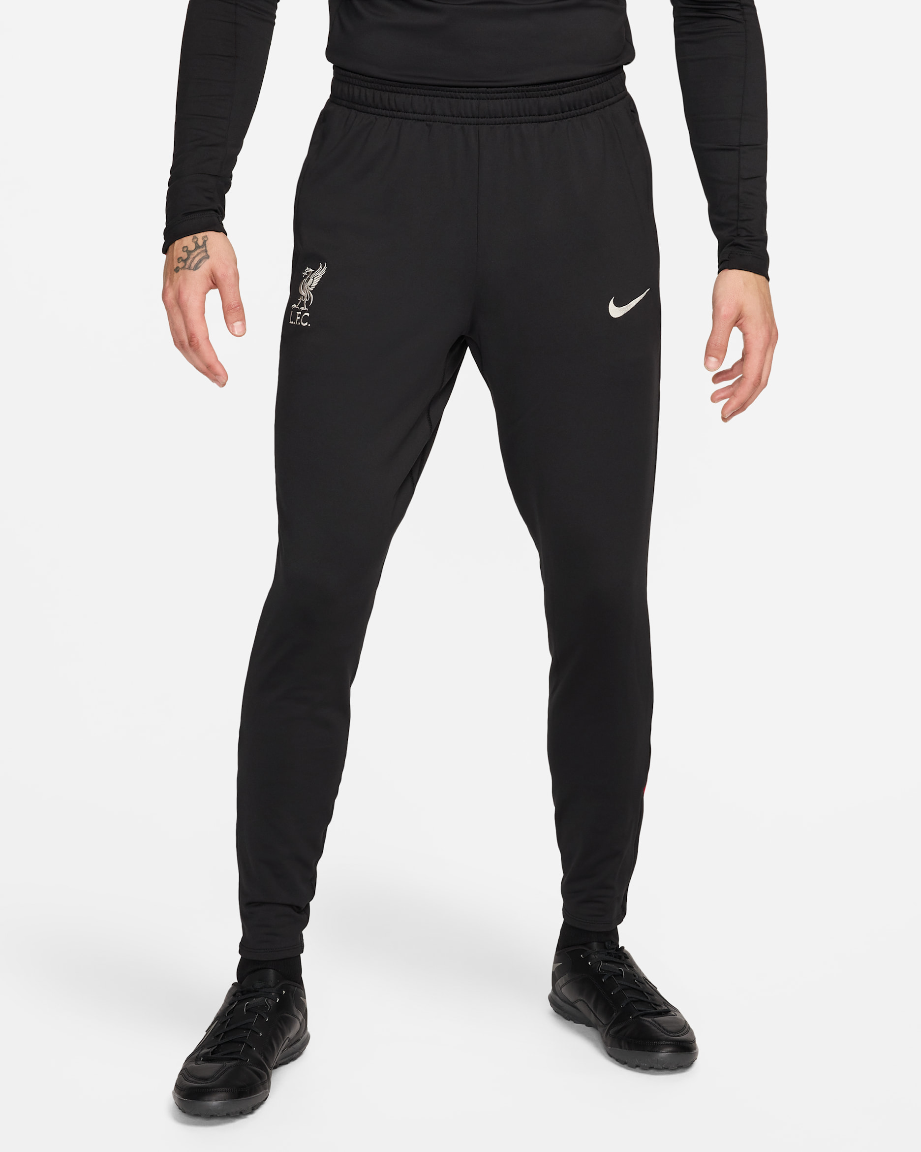 กางเกงฟุตบอลขายาวแบบถักผู้ชาย Nike Dri-FIT Liverpool FC Strike - ดำ/Gym Red/Light Orewood Brown