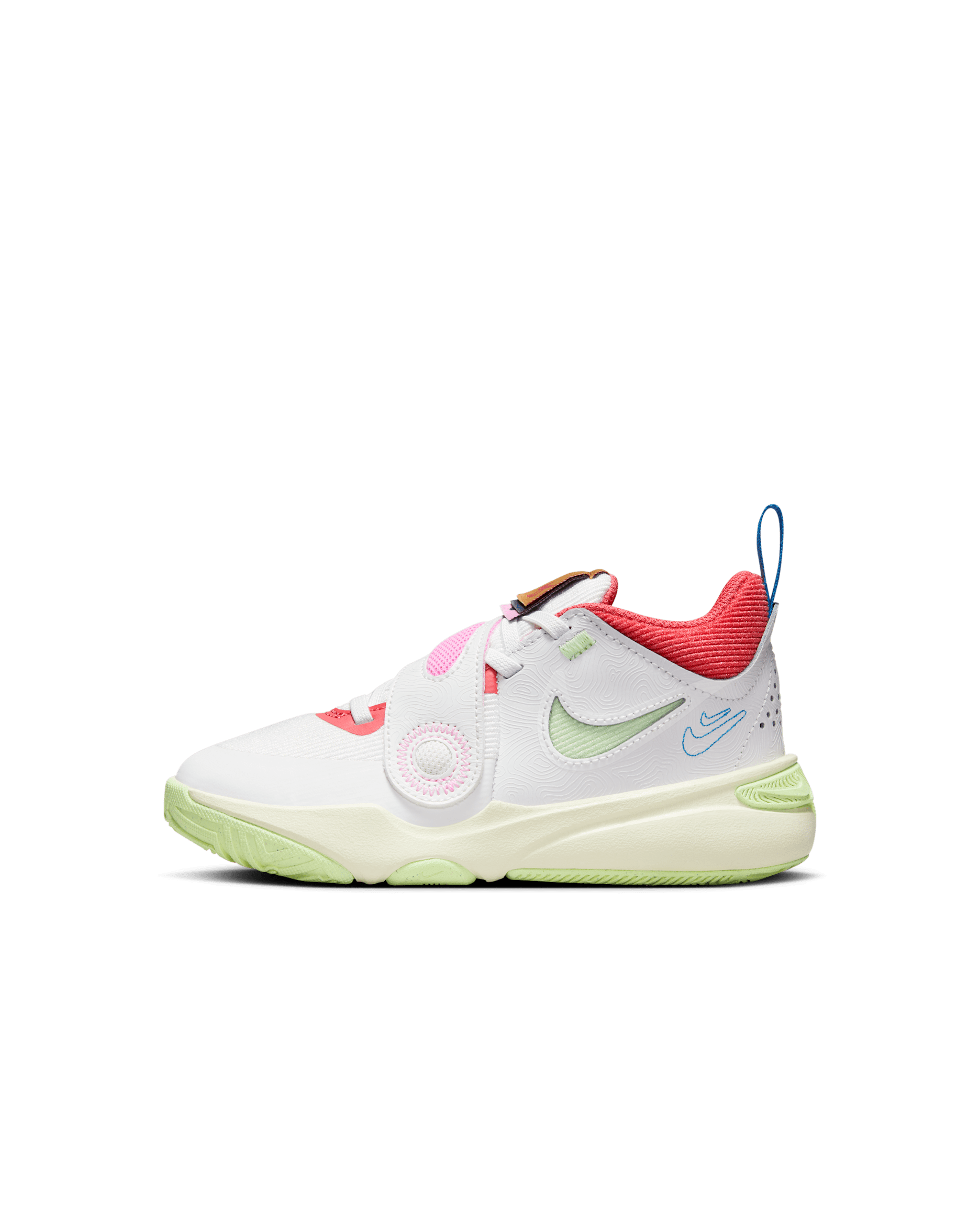 Nike Team Hustle D 11 Younger Kids' Shoes - Summit White/Coconut Milk/Light Photo Blue/Barely Volt
