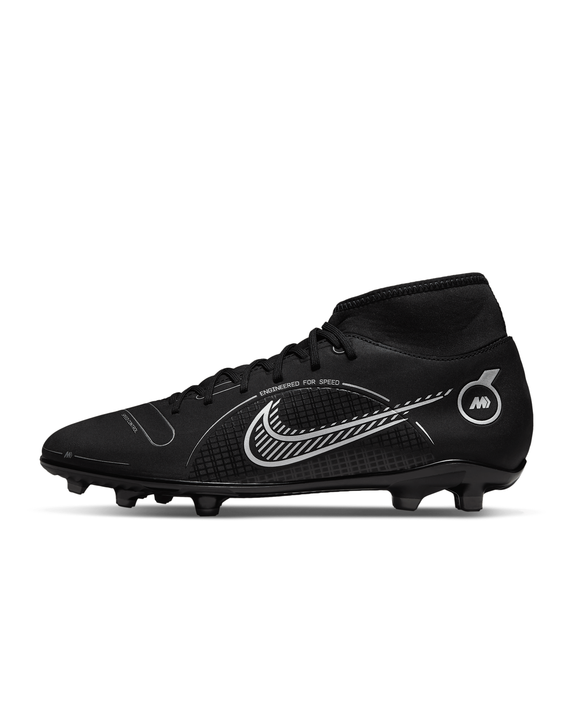 Nike Mercurial Superfly 8 Club MG Multi-Ground Football Boots - Black/Medium Ash/Metallic Silver
