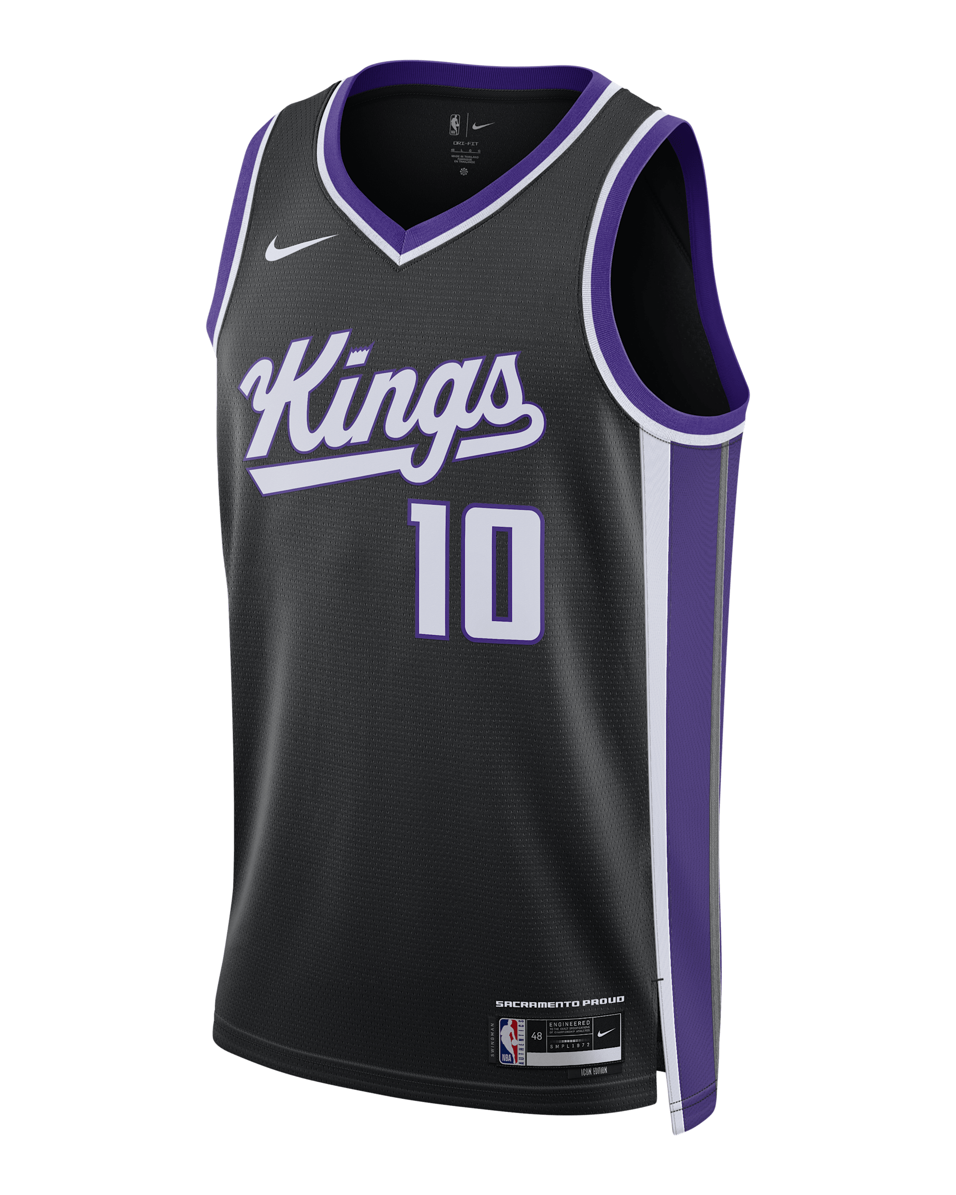Jersey Nike Dri-Fit Swingman de la NBA Sacramento Kings Icon Edition - Negro