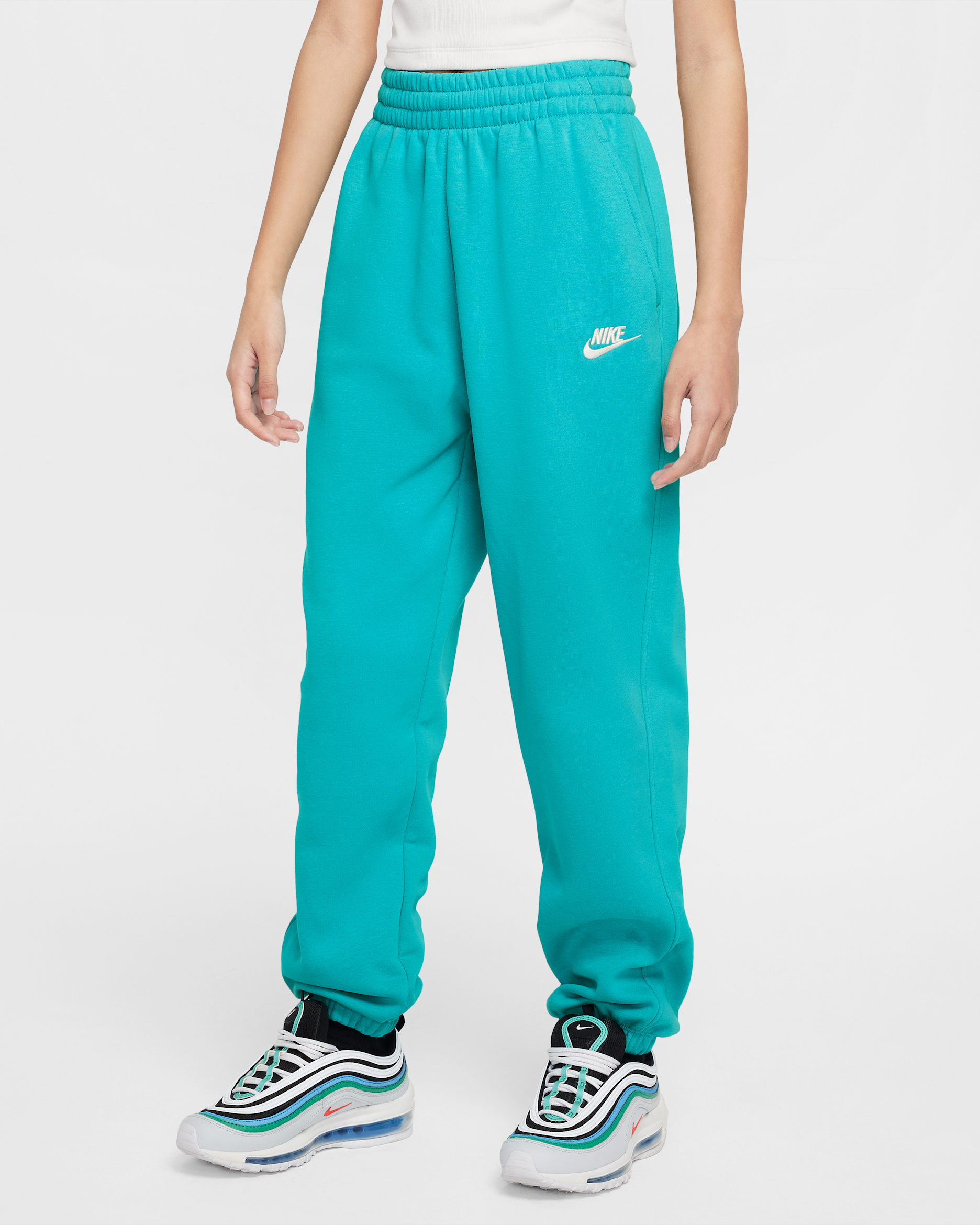 Pants holgados para niños talla grande Nike Sportswear Club Fleece - Cactus empolvado/Cactus empolvado/Blanco