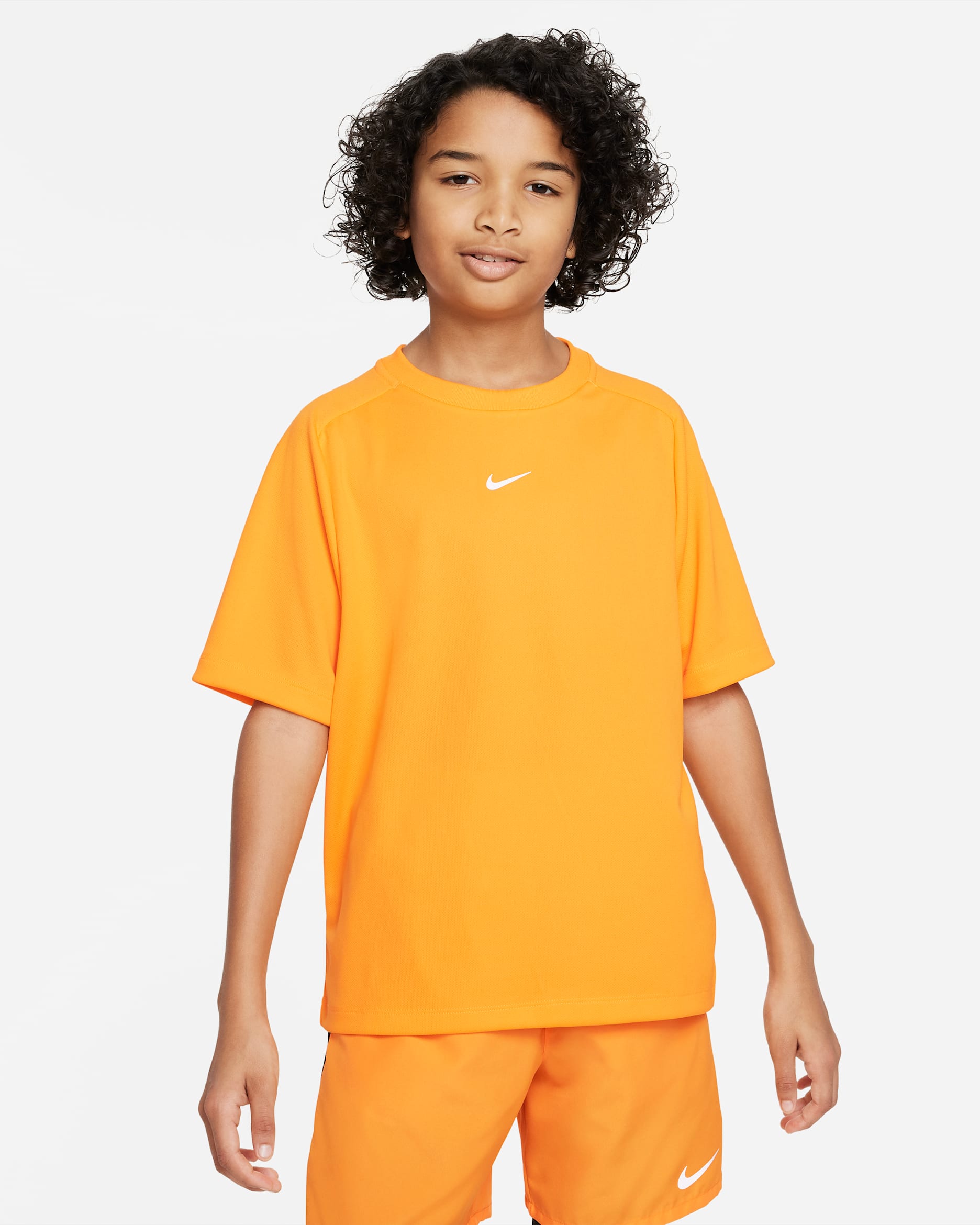Nike Multi Older Kids' (Boys') Dri-FIT Training Top - Vivid Orange/White