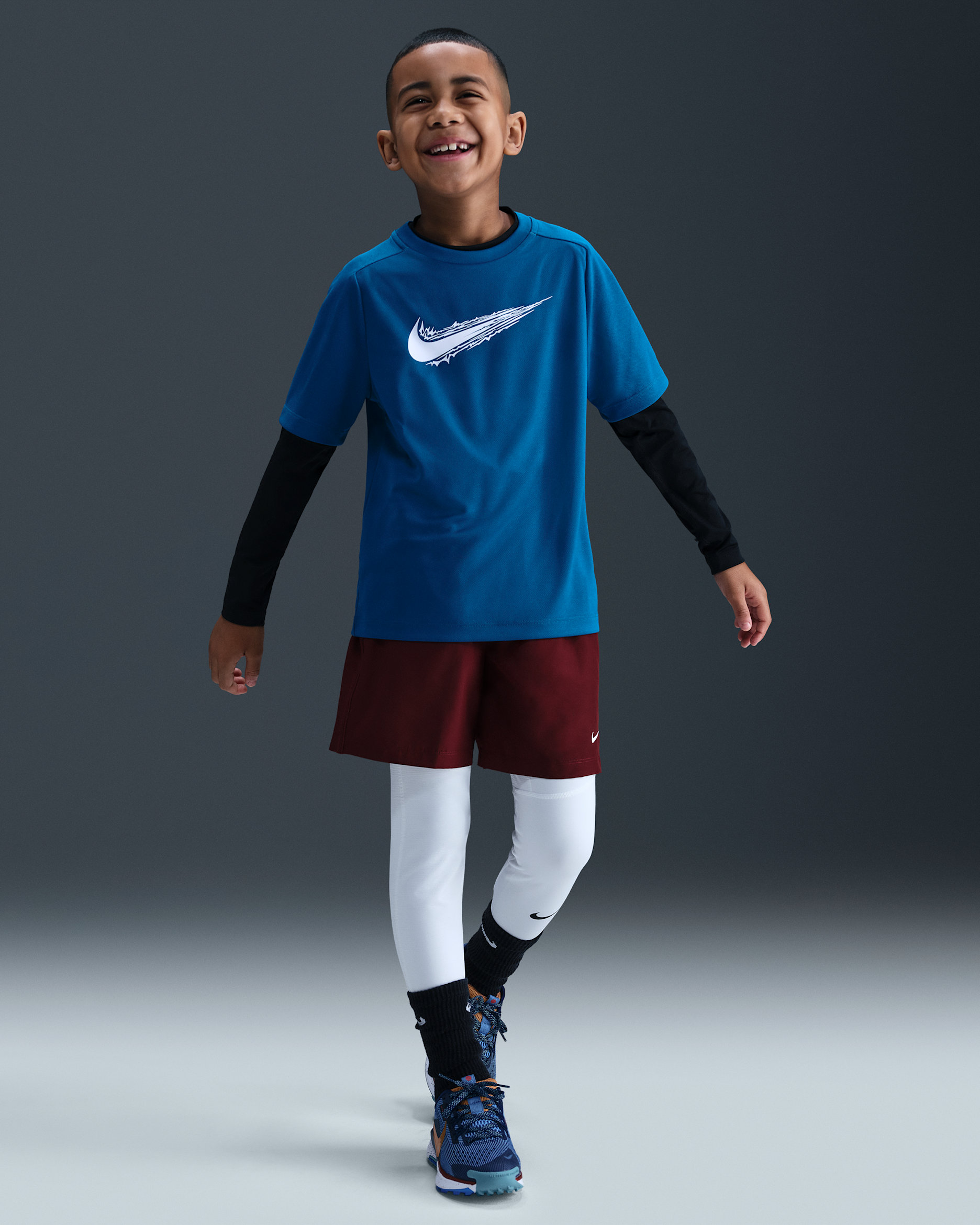Nike Pro Big Kids' (Boys') Dri-FIT Tights - White/Black