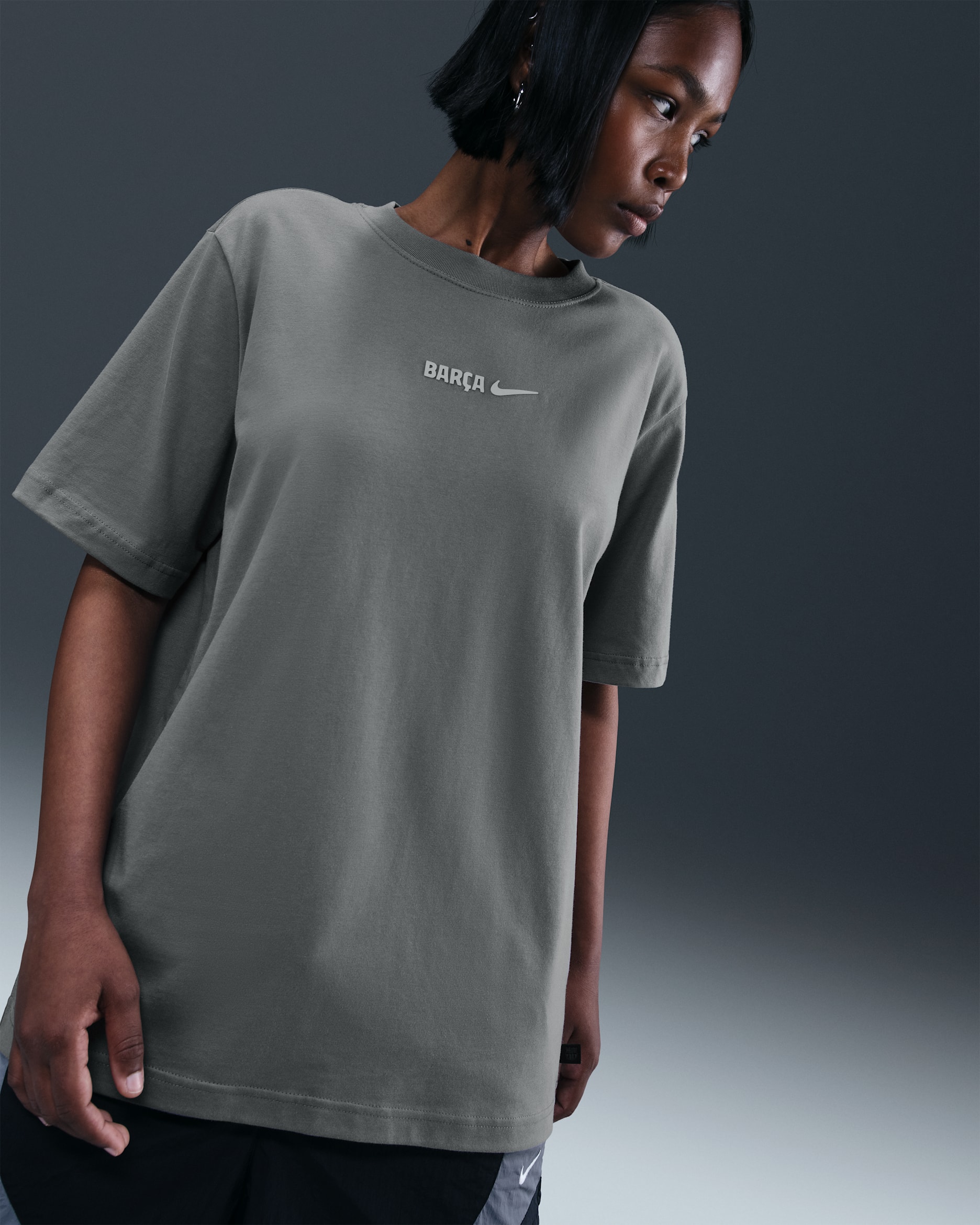 F.C. Barcelona Women's Nike Football T-Shirt - Smoke Grey