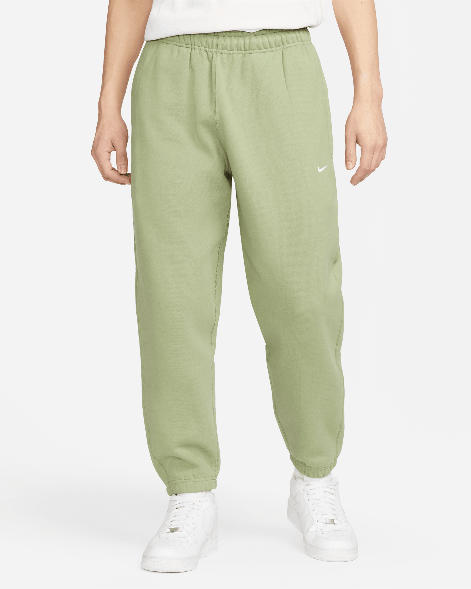 Nike Solo Swoosh Men's Fleece Trousers - Oil Green/White