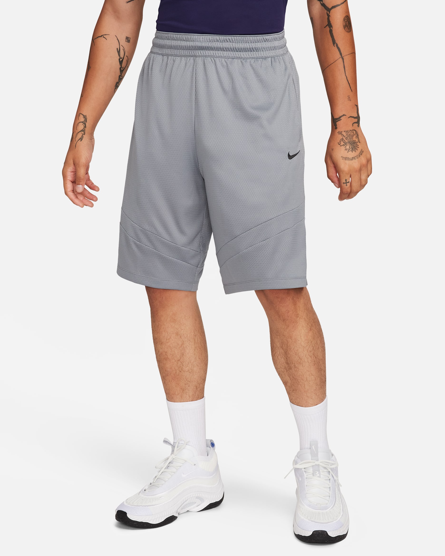 Shorts de básquetbol Dri-FIT de 28 cm para hombre Nike Icon - Gris azulado/Gris azulado/Negro