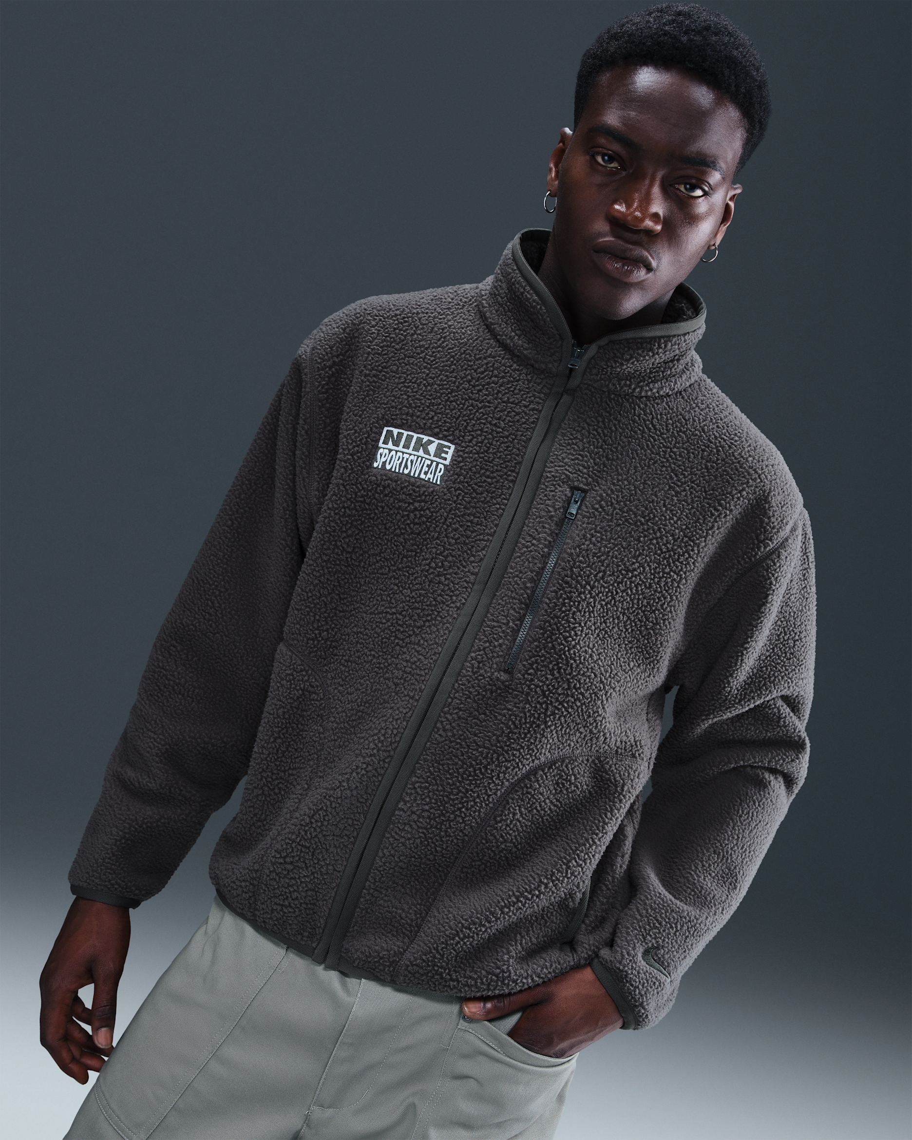 Nike Club Men's Winter Jacket - Medium Ash/White/Medium Ash