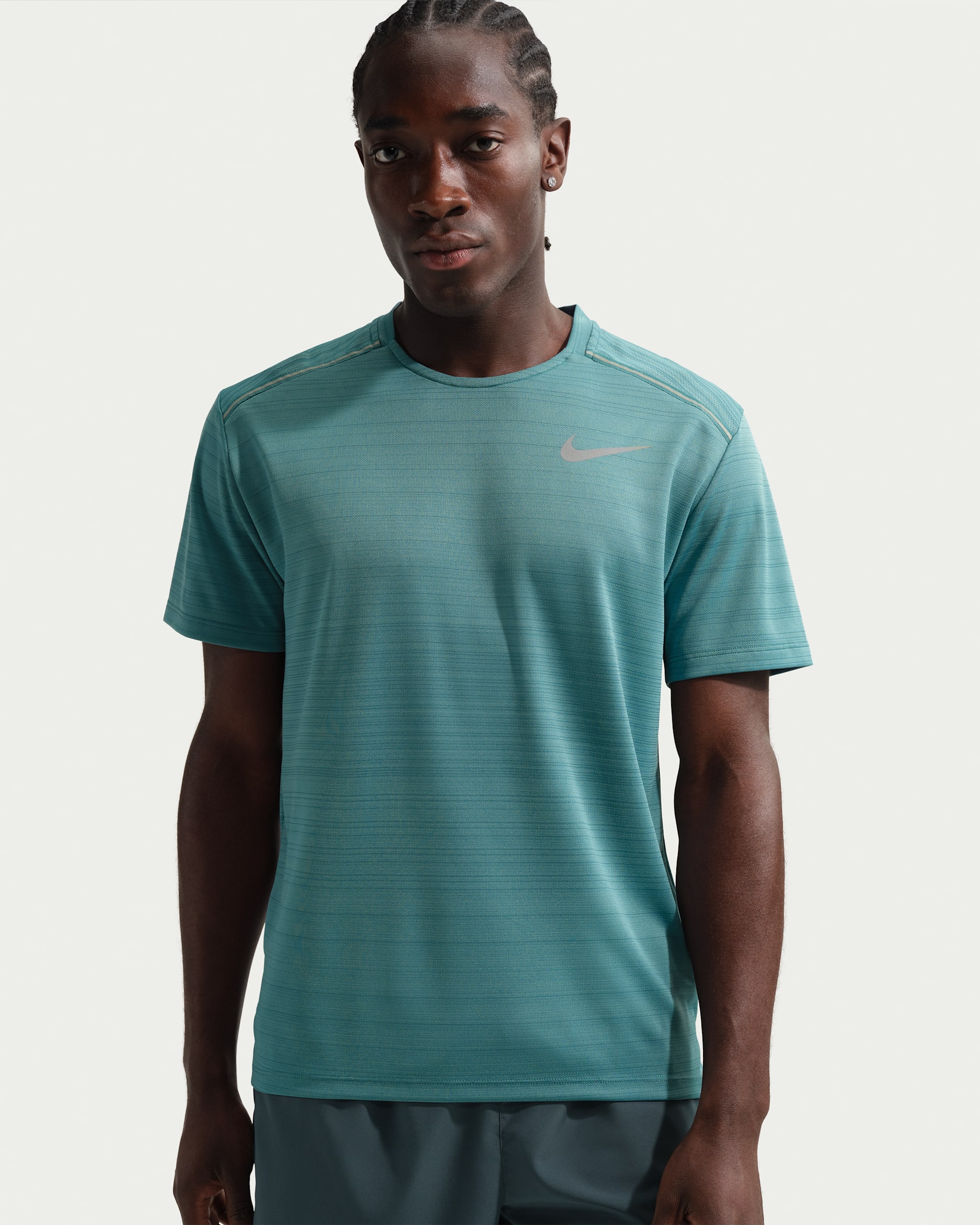 Nike Miler Kurzarm-Laufoberteil für Herren - Mineral Teal