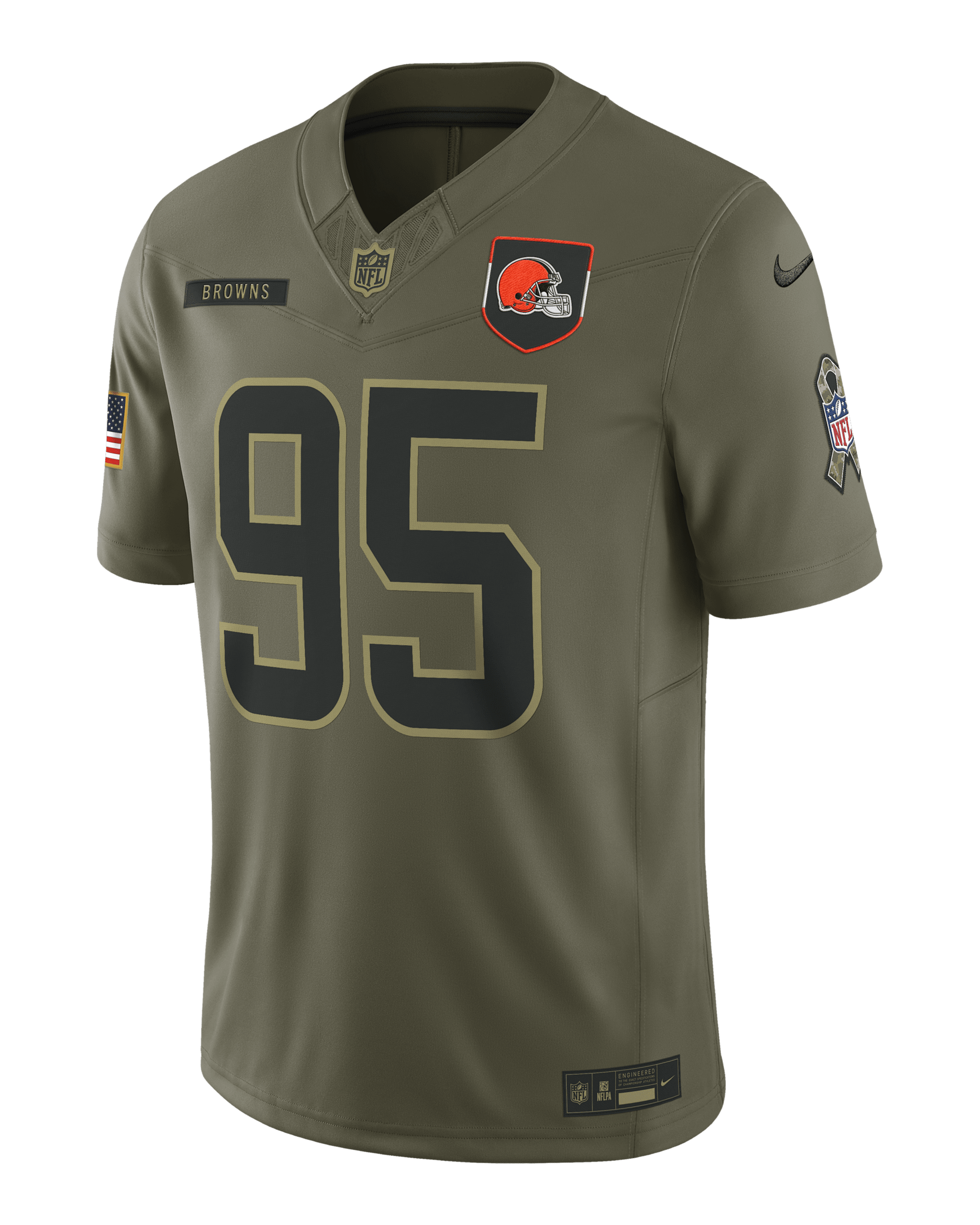Myles Garrett Cleveland Browns Salute to Service Men's Nike Dri-FIT NFL Limited Jersey - Olive