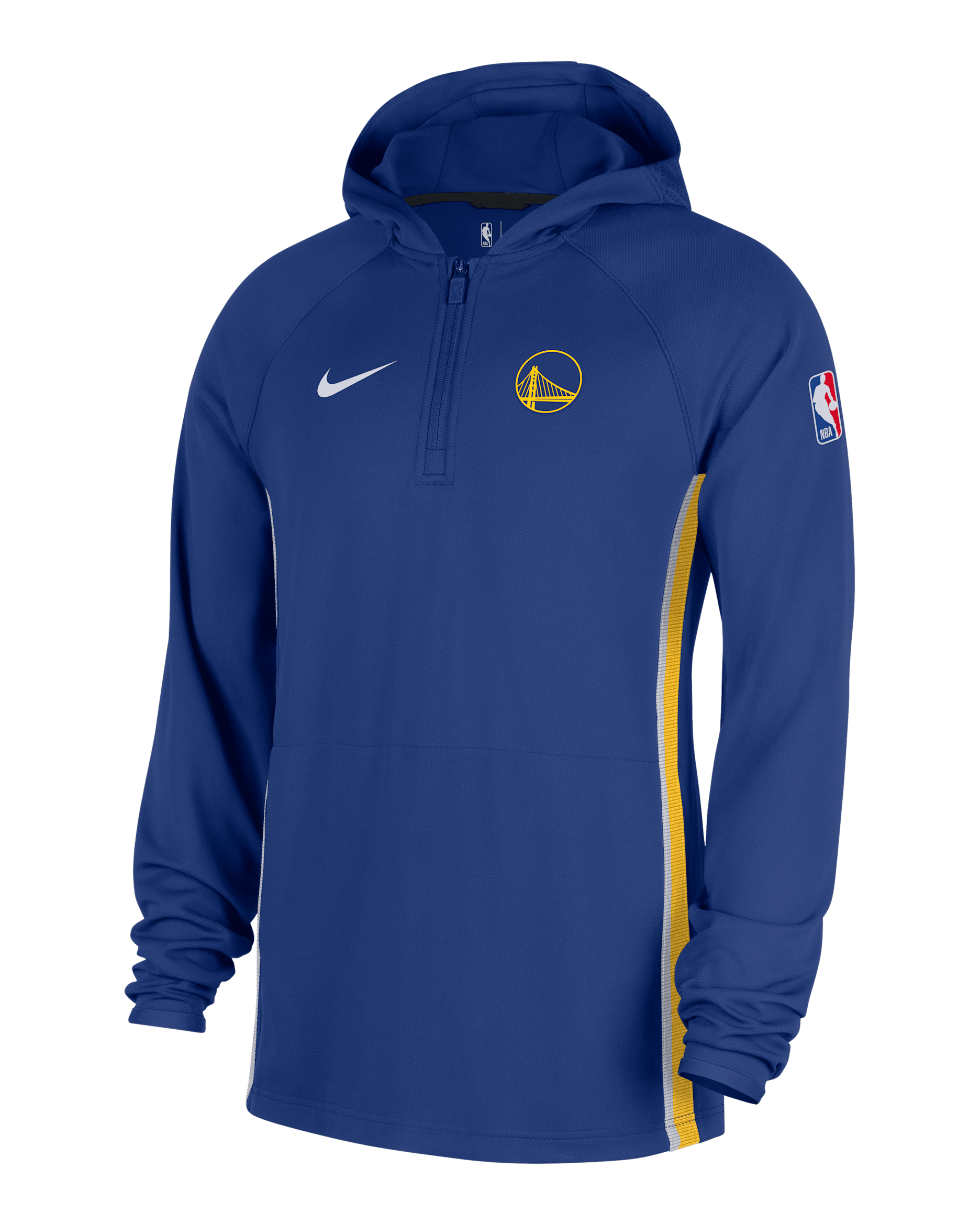 Golden State Warriors Zoned Men's Nike Dri-FIT NBA 1/4-Zip Hoodie - Rush Blue/Black/White