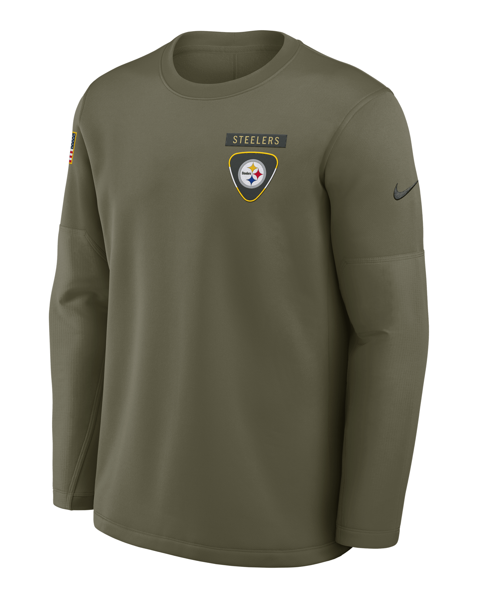 Pittsburgh Steelers Salute to Service Sideline Triumphant Win Coach Men's Nike NFL Pullover Crew - Olive