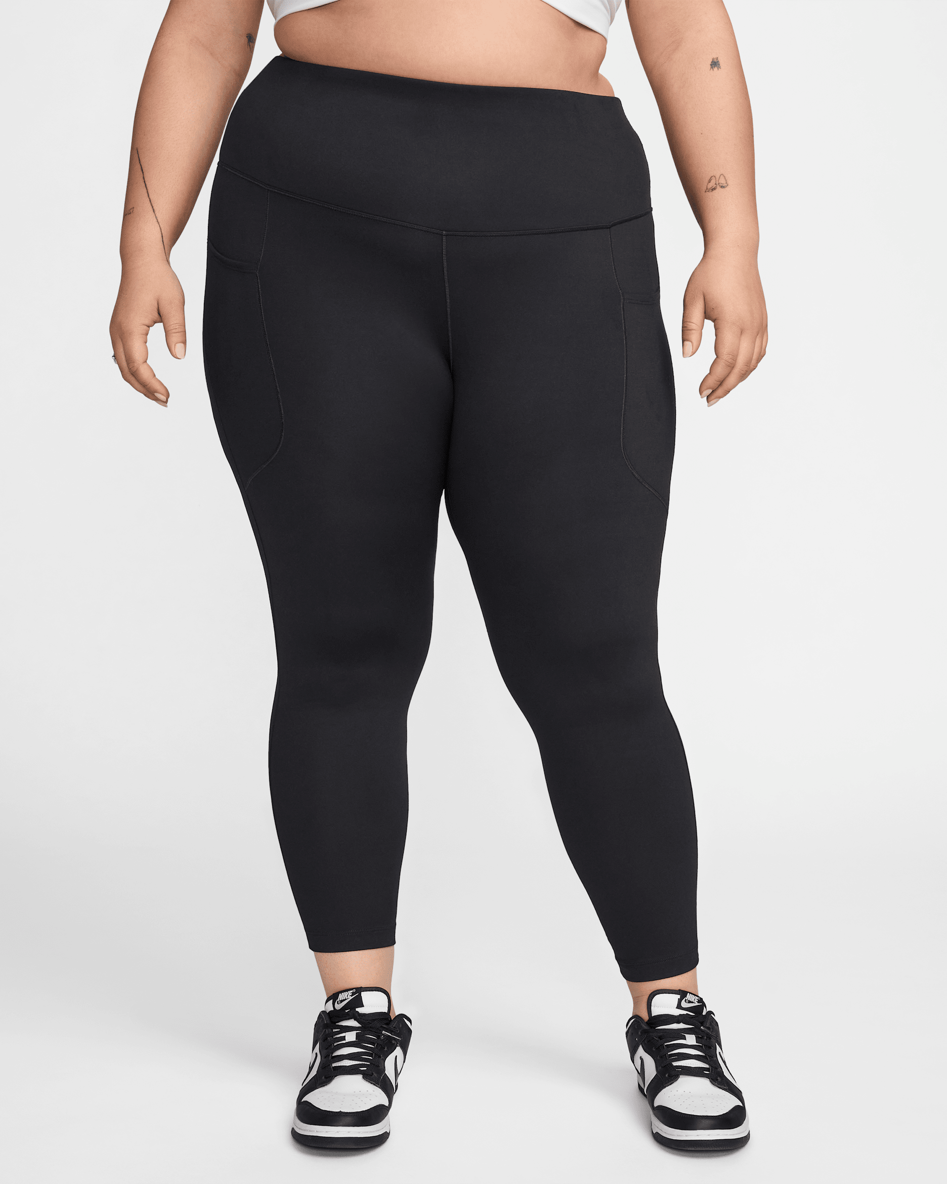 Nike One Women's High-Waisted 7/8 Leggings with Pockets (Plus Size) - Black/Black