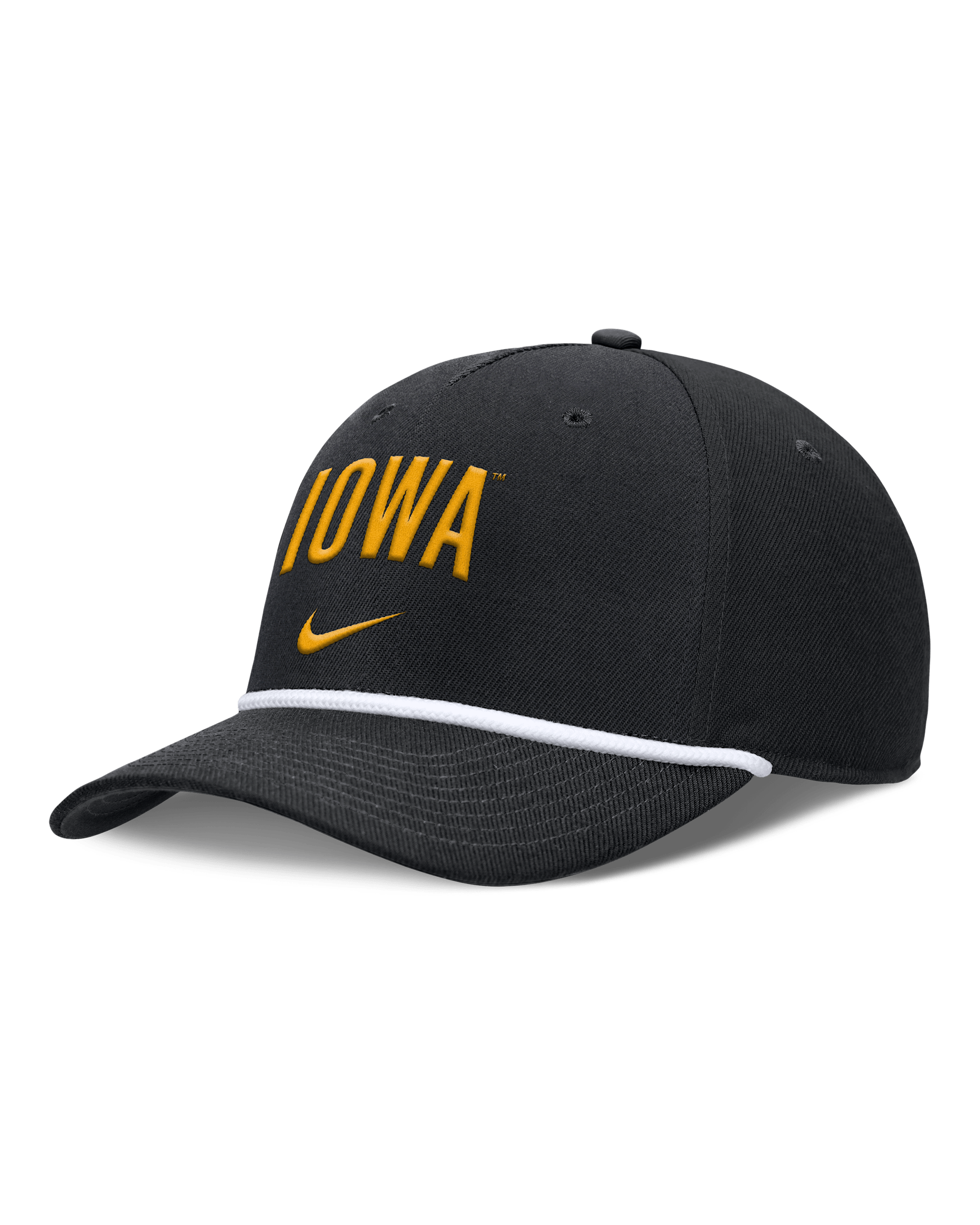 Gorra universitaria Nike ajustable para hombre Iowa Primetime Rise Campus - Negro