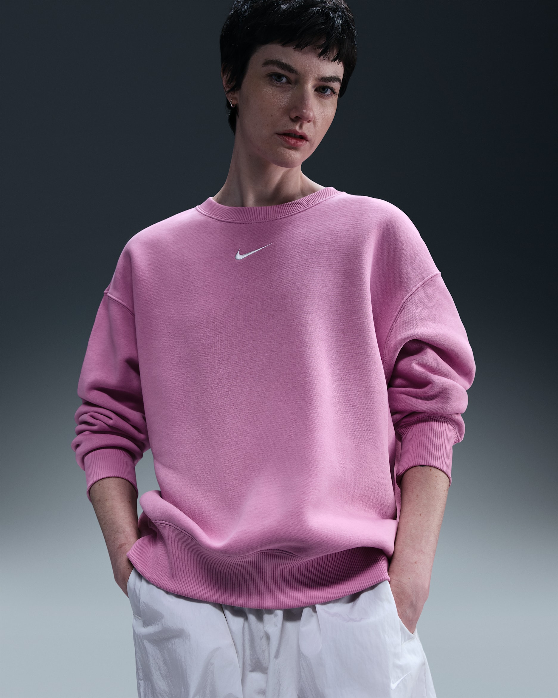 Nike Sportswear Phoenix Fleece Women's Oversized Crew-Neck Sweatshirt - Beyond Pink/Sail