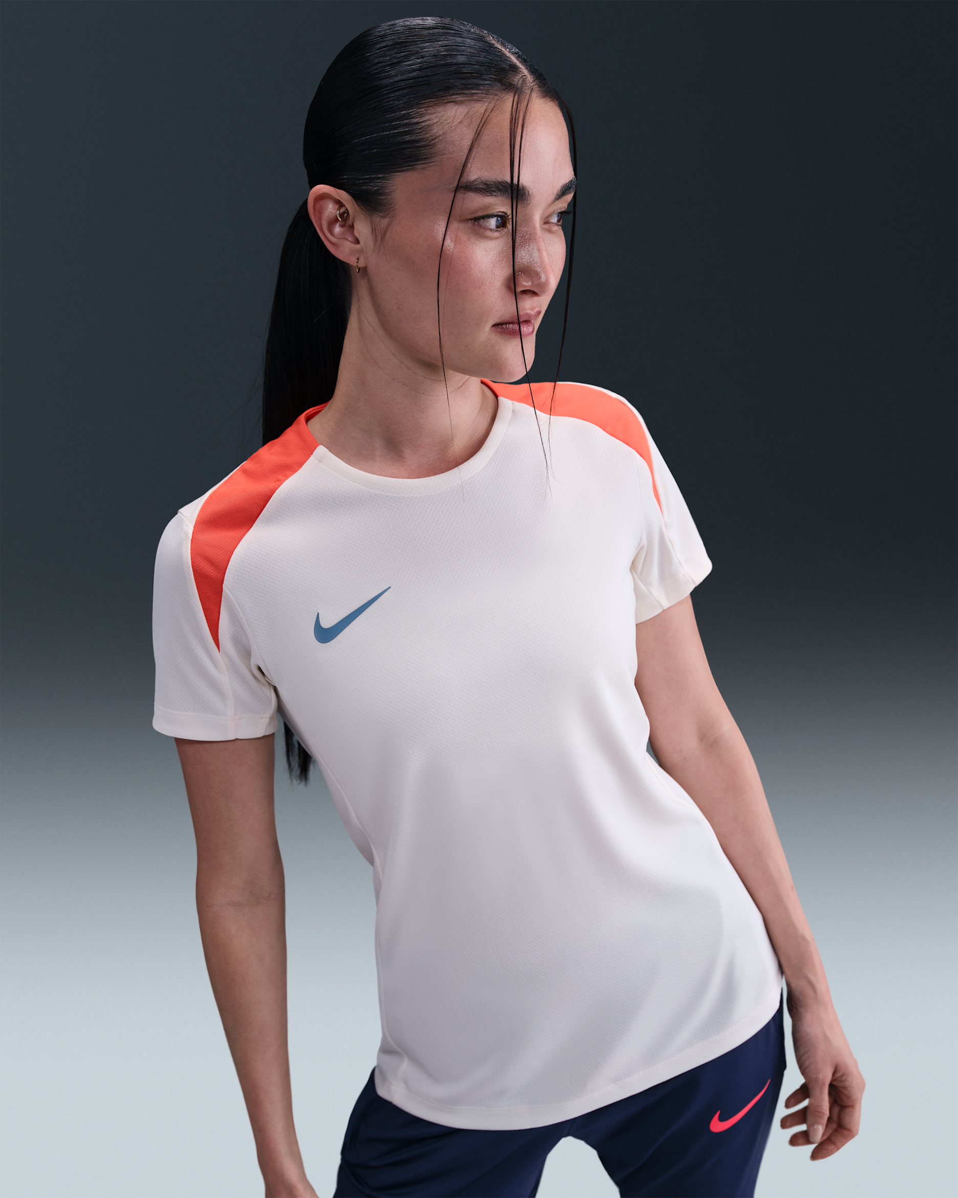 Nike Strike Women's Dri-FIT Short-Sleeve Football Top - Chalk/Turf Orange/Smoky Blue