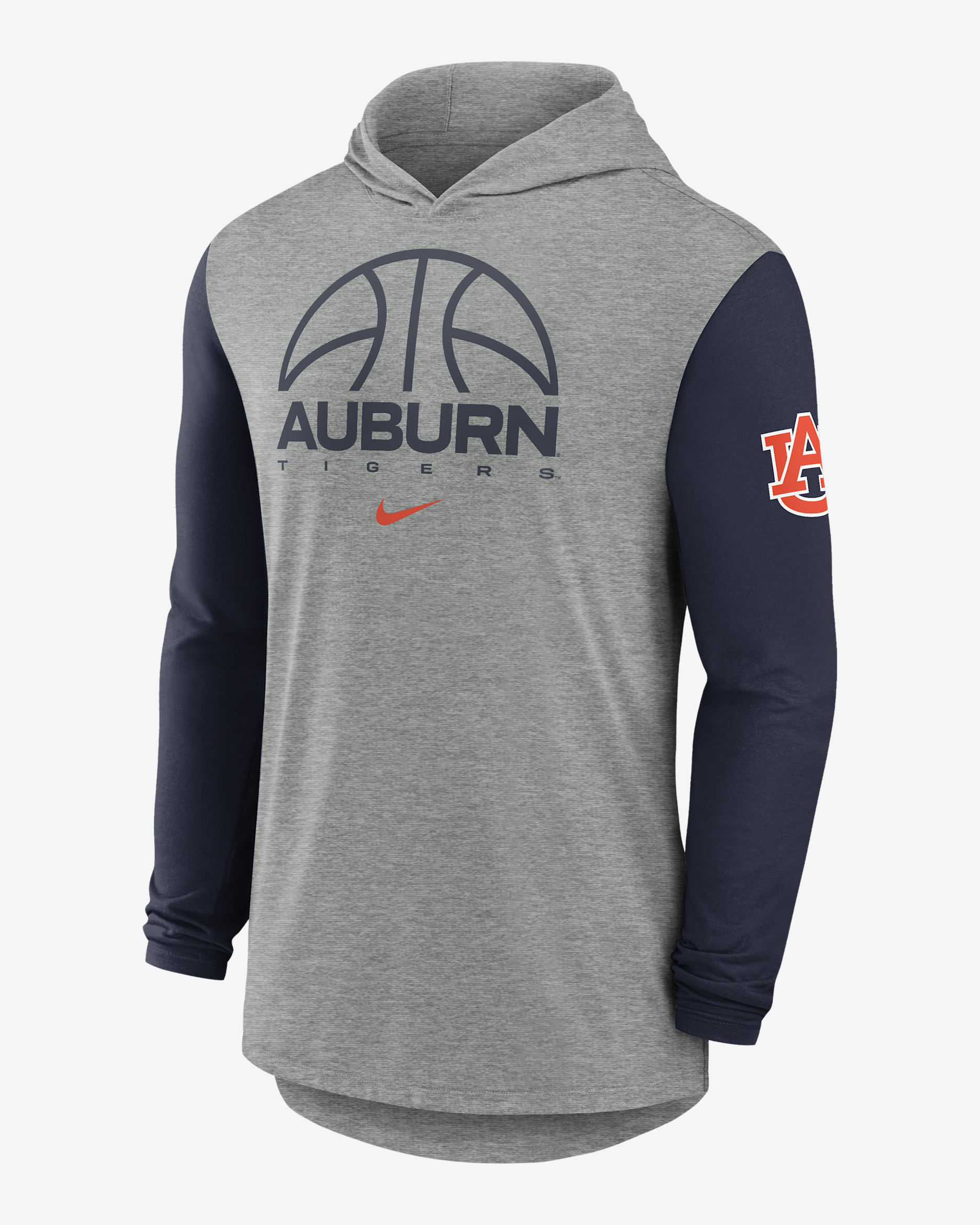 Auburn Basketball Men's Nike Dri-FIT College Long-Sleeve Hooded T-Shirt - Grey