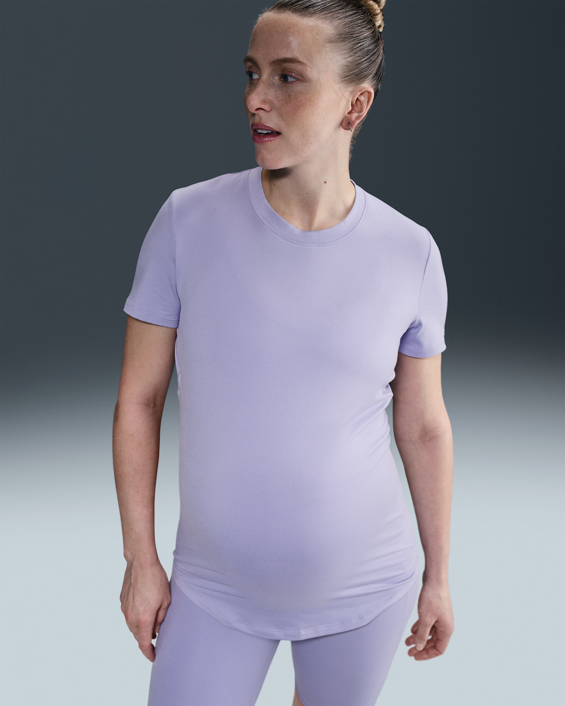 Nike (M) One Women's Dri-FIT Slim-Fit Short-Sleeve Top (Maternity) - Lilac Ice