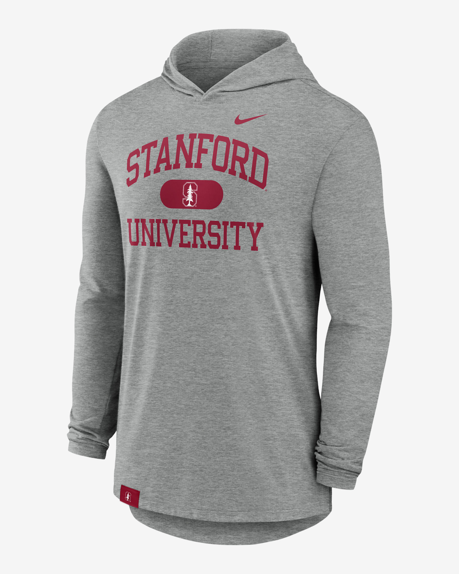 Playera de manga larga universitaria Nike Dri-FIT con gorro para hombre Stanford Cardinal Blitz - Gris jaspeado