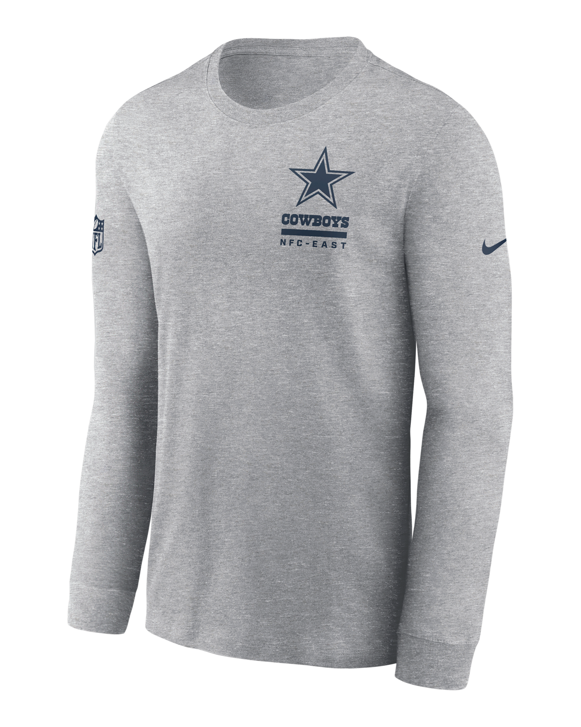 Dallas Cowboys Sideline Team Issue Men's Nike Dri-FIT NFL Long-Sleeve T-Shirt - Dark Grey Heather