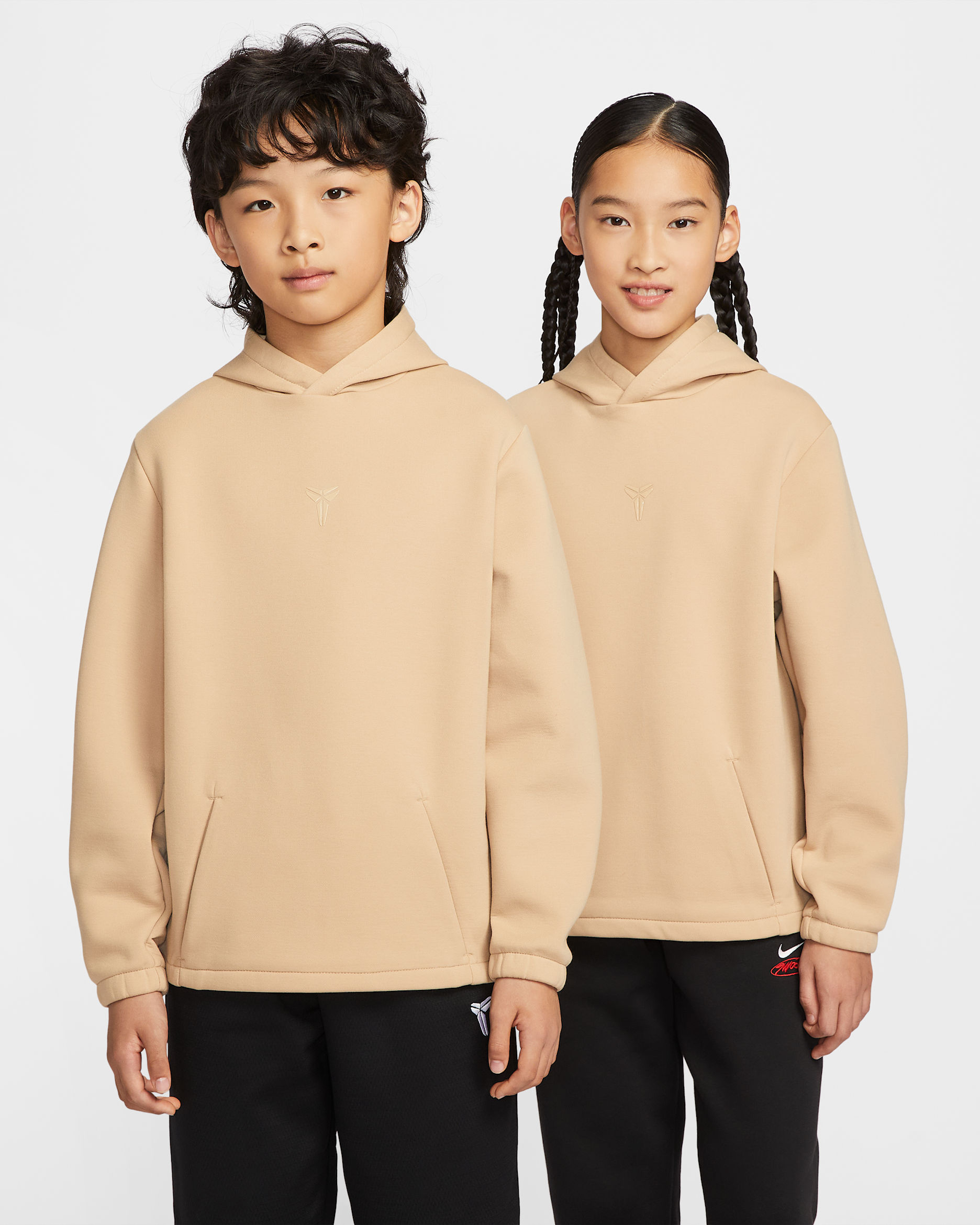 Sudadera con gorro sin cierre de básquetbol Dri-FIT para niños talla grande Kobe - Lino/Lino