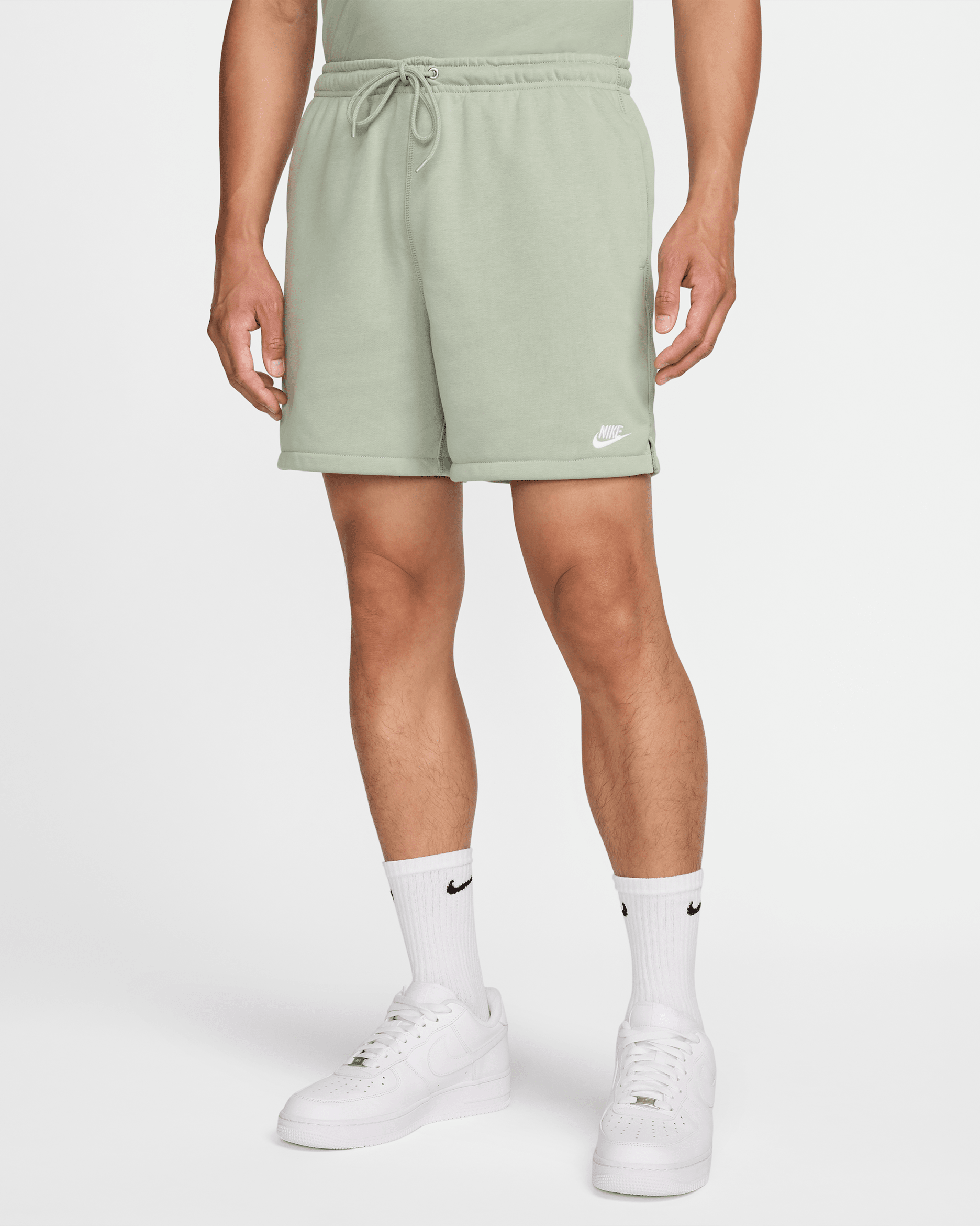 กางเกงขาสั้นผ้าเฟรนช์เทรีผู้ชาย Flow Nike Club - Jade Horizon/Jade Horizon/ขาว