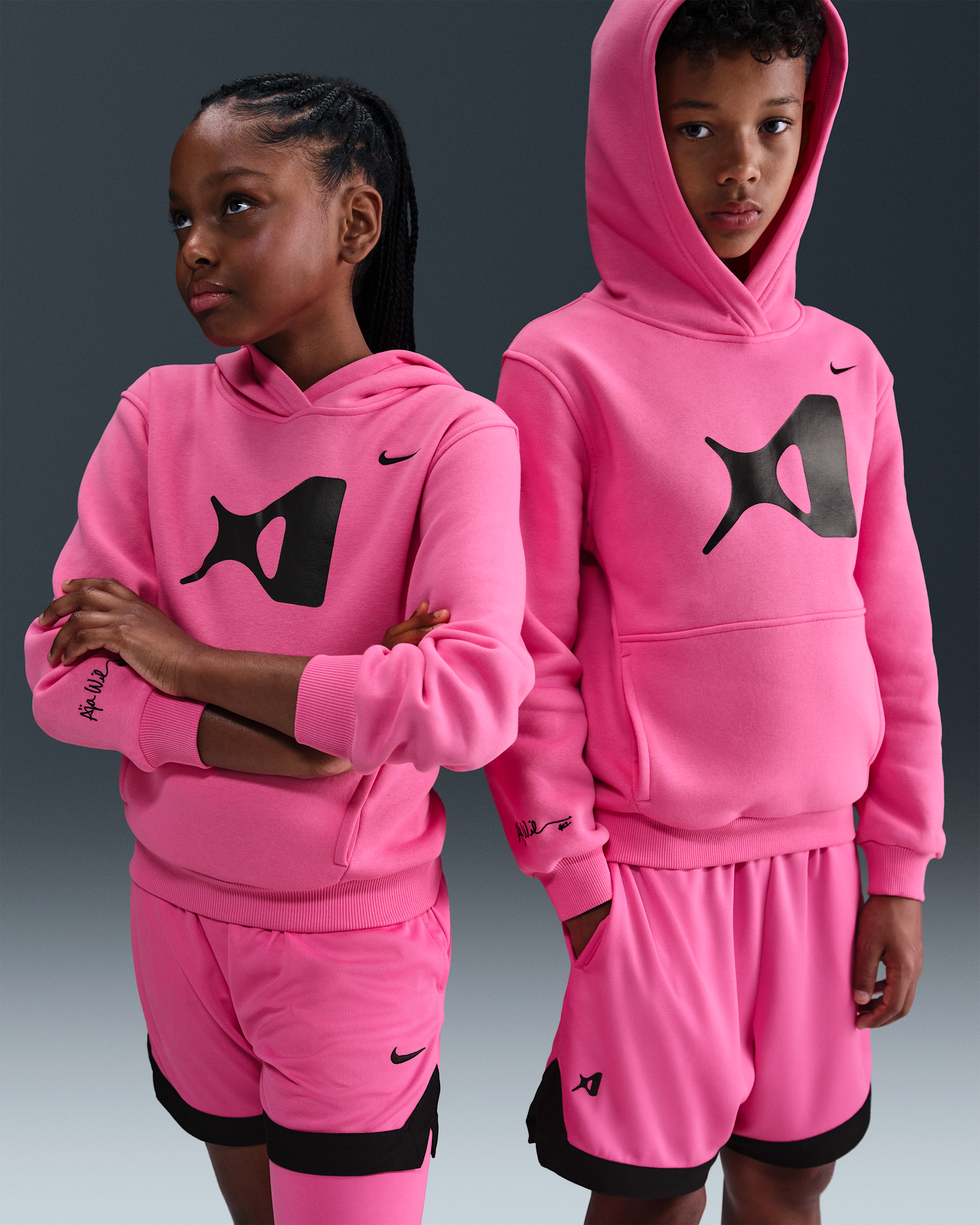 A'ja Wilson Club Fleece Big Kids' Hoodie - Pinksicle/Black