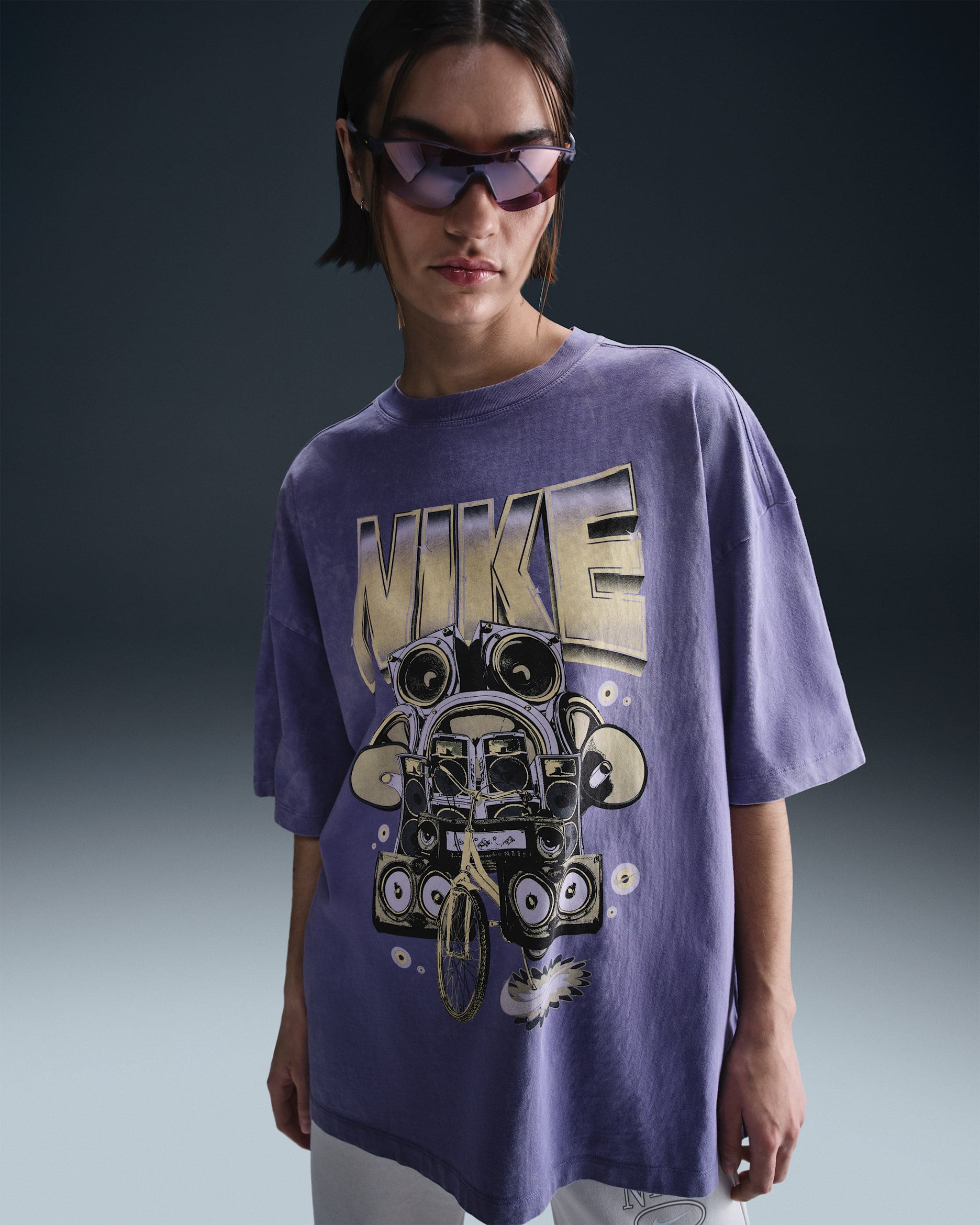 Playera de manga corta oversized para mujer Nike Sportswear - Amatista empolvado