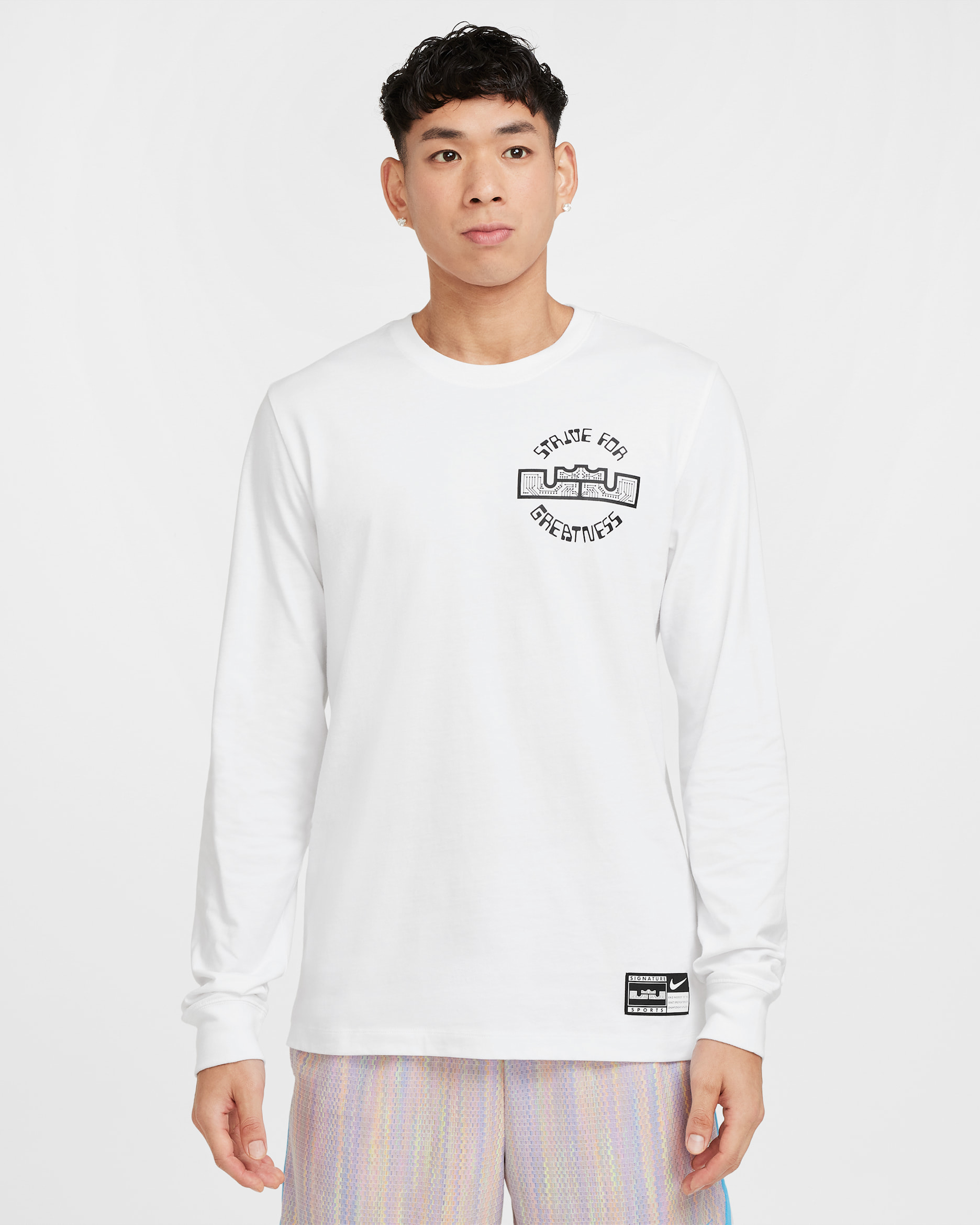 Playera de básquetbol de manga larga Max90 para hombre LeBron - Blanco