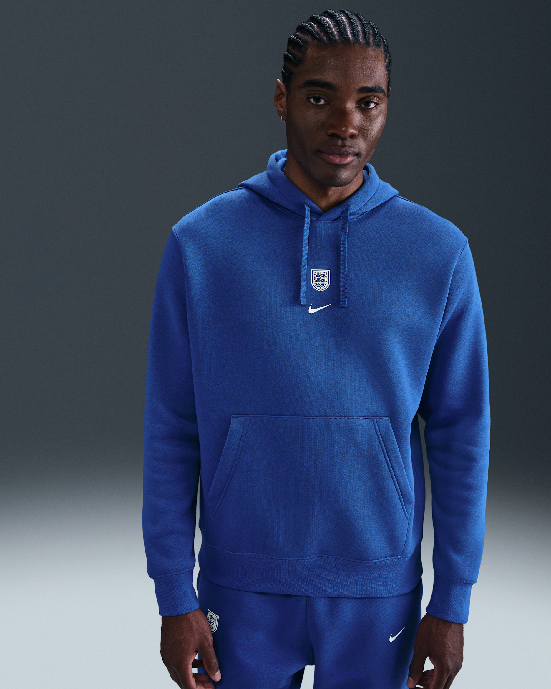 Sweat à capuche Nike Football Angleterre Club pour homme - Game Royal/Blanc