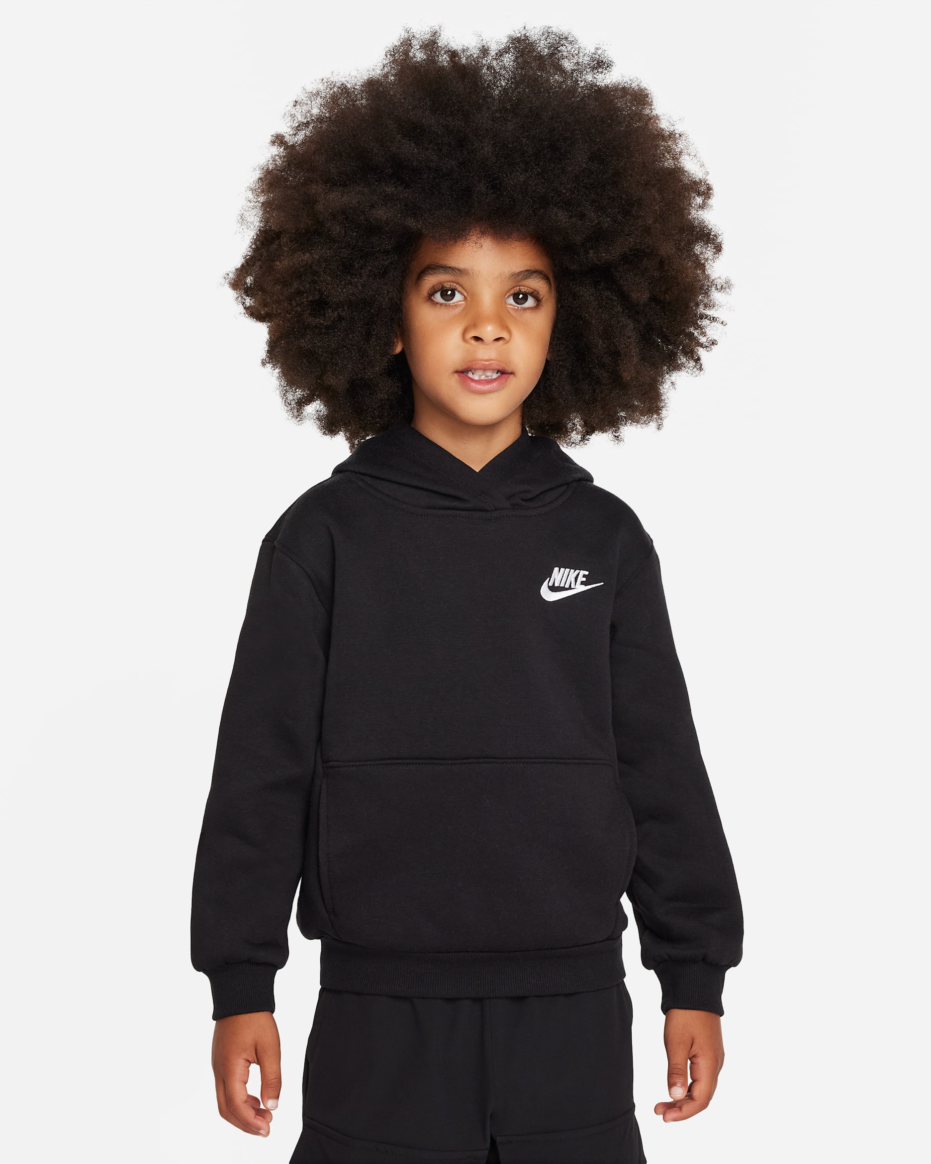 Μπλούζα με κουκούλα Nike Sportswear Club Fleece Pullover για μικρά παιδιά - Μαύρο