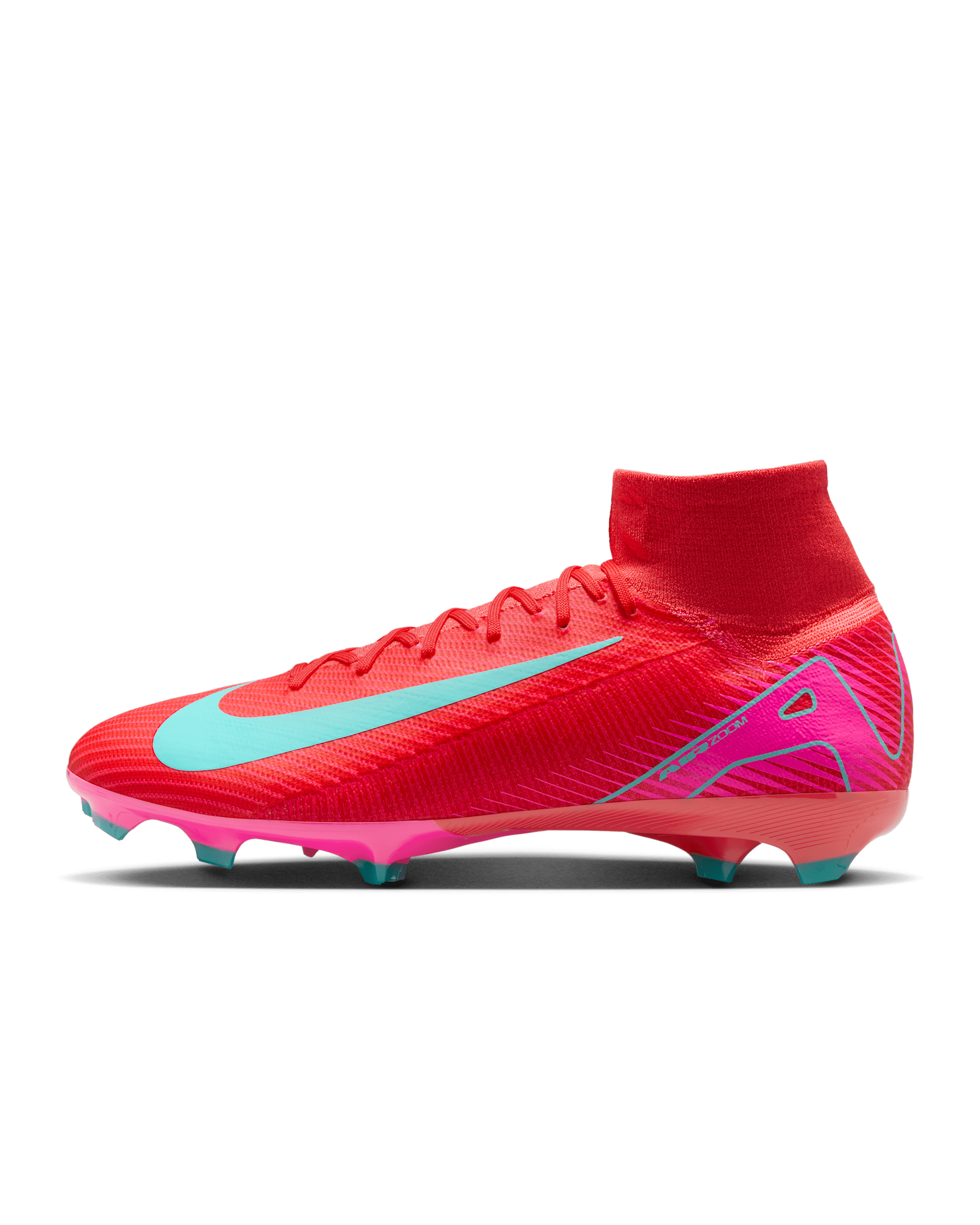 Nike Mercurial Superfly 10 Pro Firm-Ground High-Top Football Boot - Ember Glow/Aurora Green
