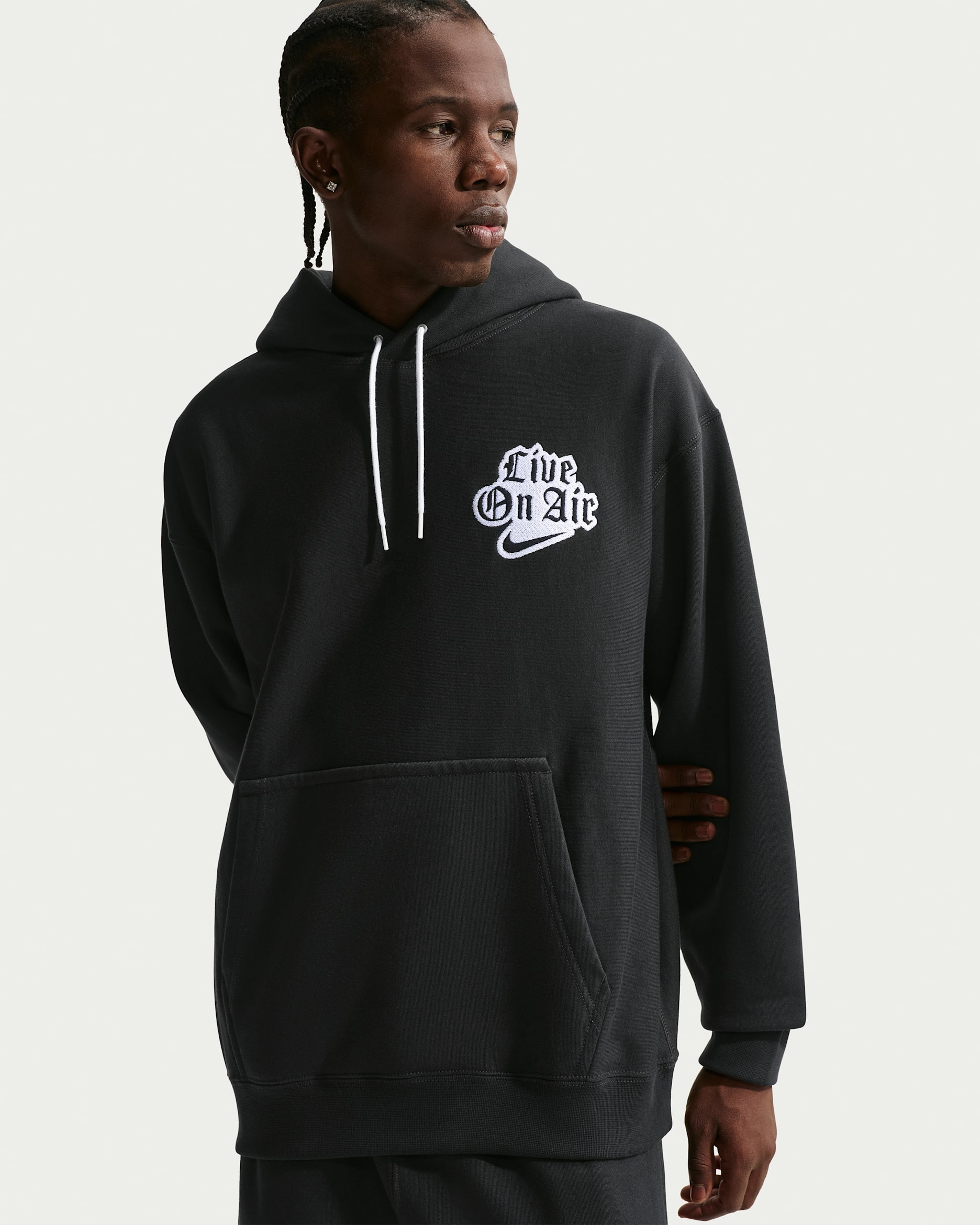나이키 솔로 스우시 남성 플리스 후디 - 블랙