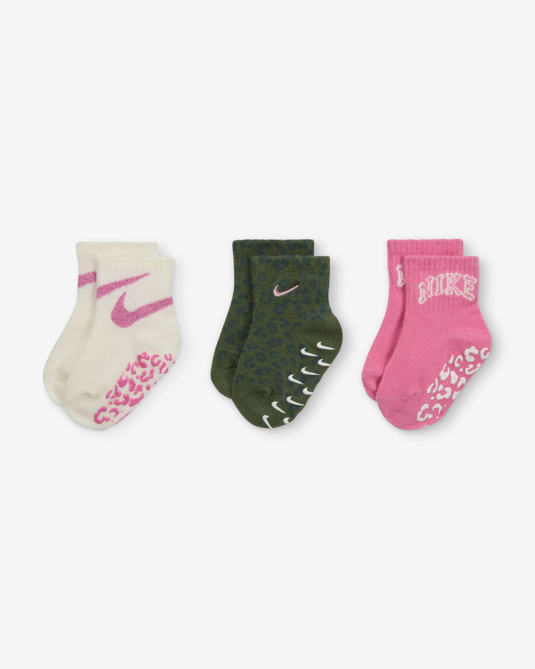 Nike Swoosh Spirit Baby Gripper Socks (3 Pairs) - Sail