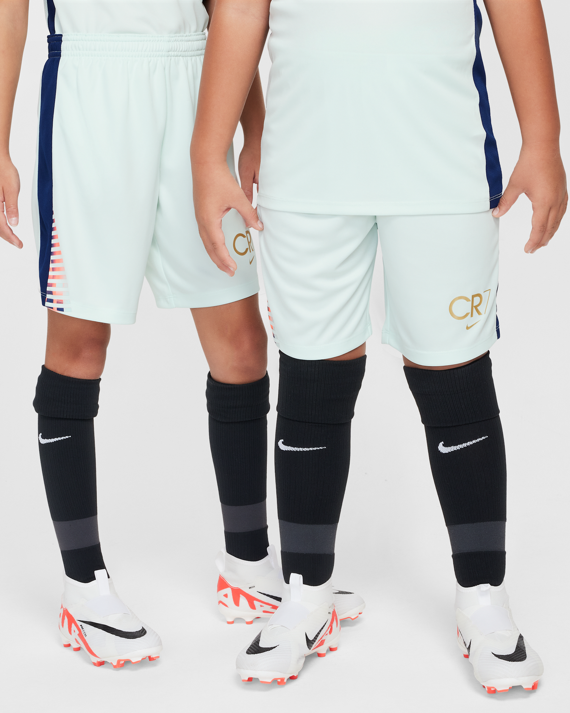 CR7 Academy Older Kids' Dri-FIT Football Shorts - Barely Green/Blue Void/Metallic Gold