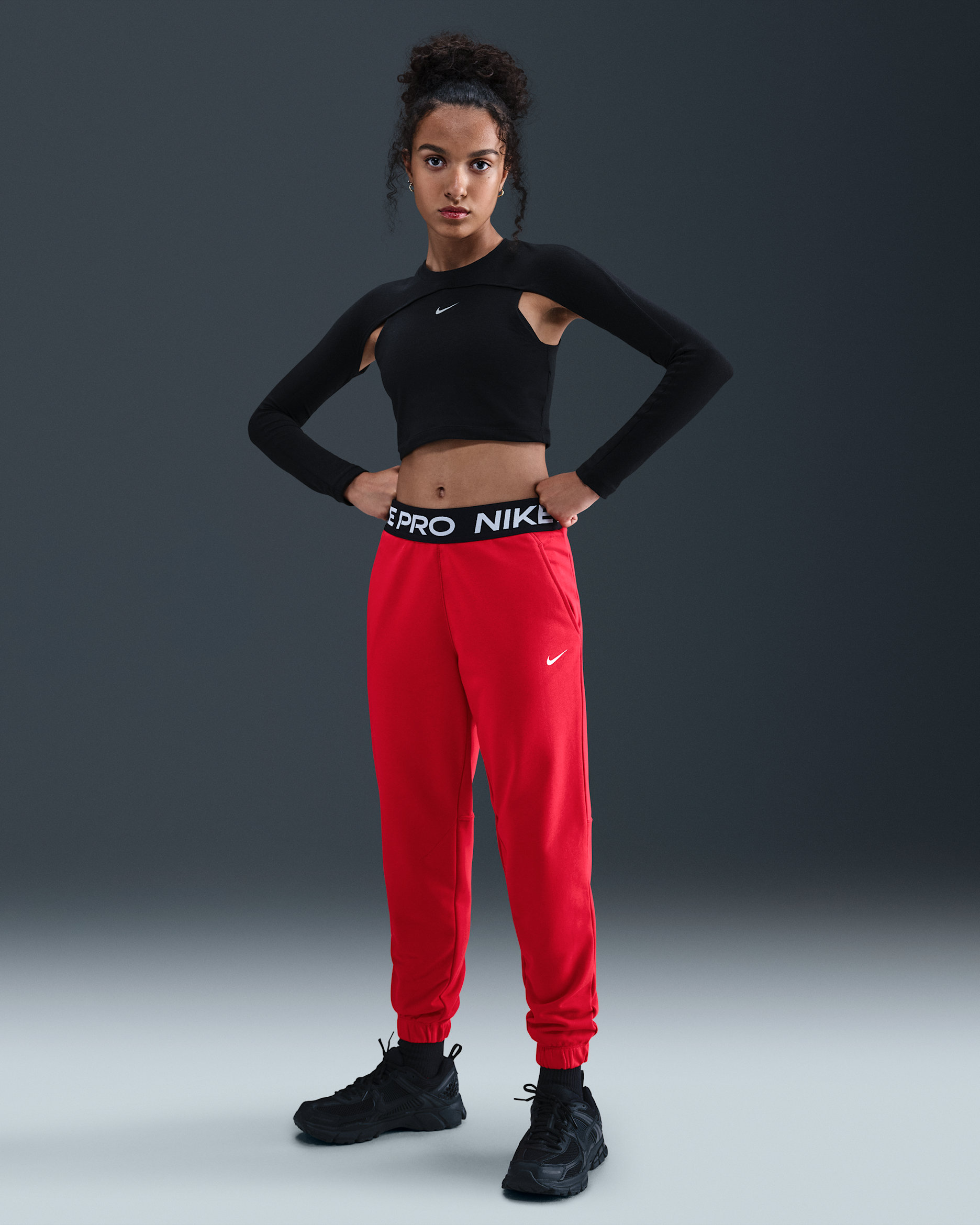 Nike Pro Fleece Big Kids' (Girls') Dri-FIT Joggers - University Red/University Red/Black/White