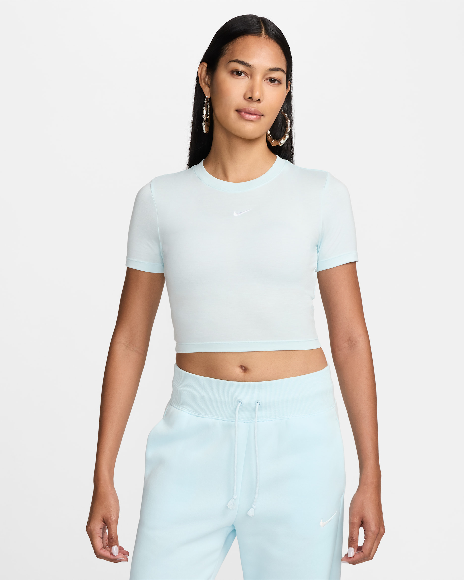 Nike Sportswear Essential Women's Slim-Fit Crop T-Shirt - Glacier Blue/White