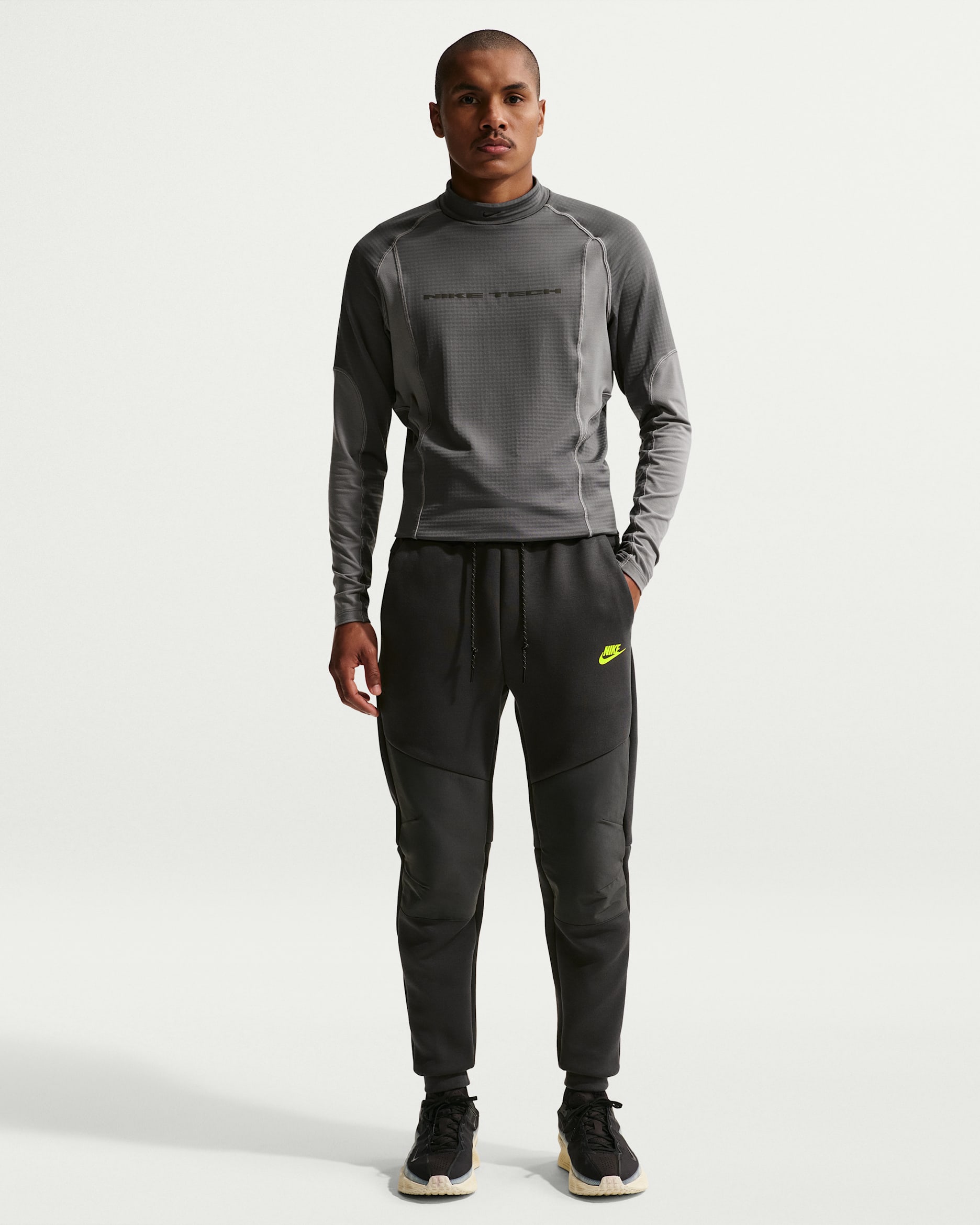 Nike Tech Men's Fleece Joggers - Anthracite/Anthracite/Neon Yellow