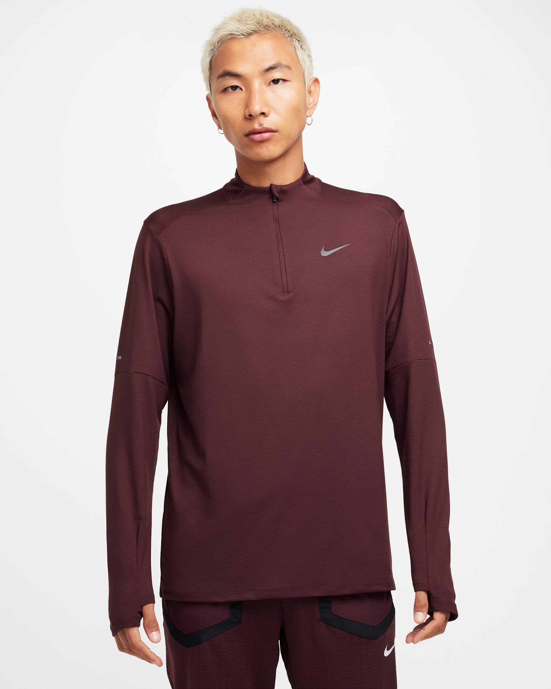 Nike Element Men's Dri-FIT 1/2-Zip Running Top - Burgundy Crush