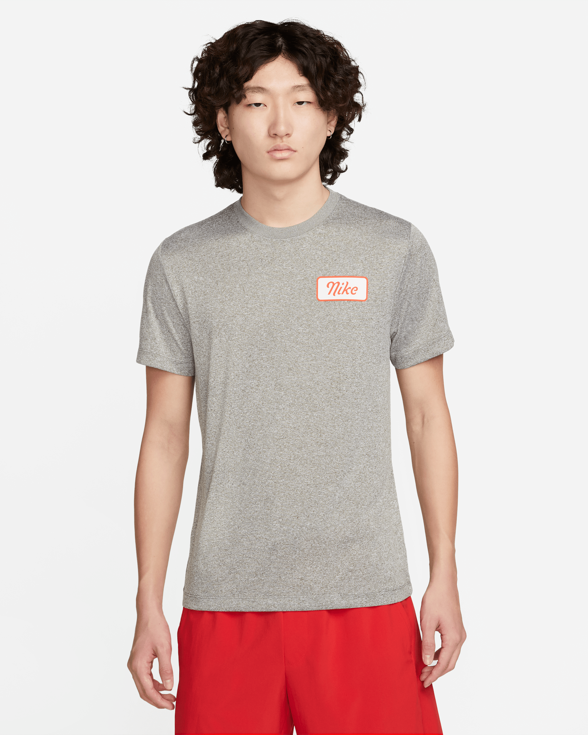 เสื้อยืดฟิตเนสผู้ชาย Nike Dri-FIT - Tumbled Grey/Pure/Heather