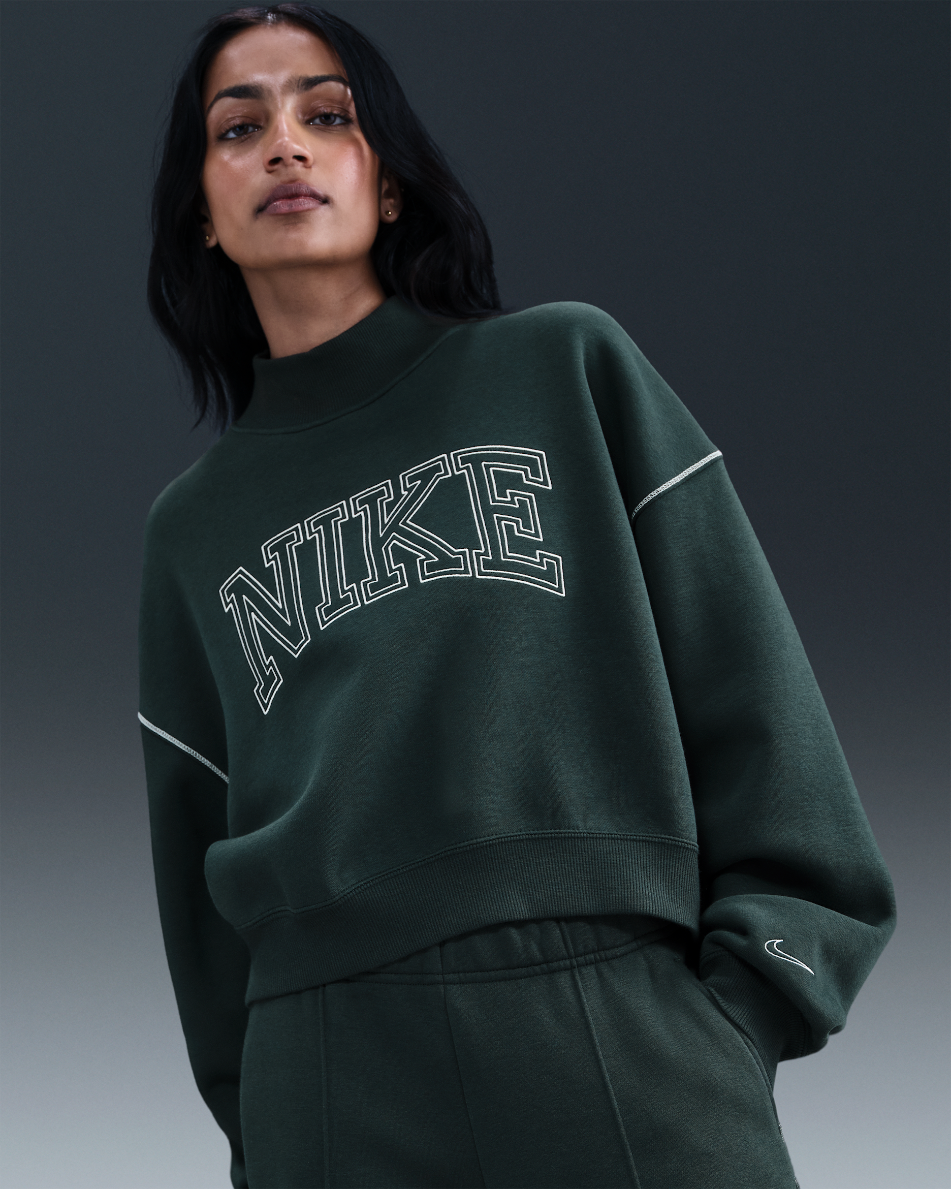 Nike Sportswear Phoenix Fleece Women's Mock-Neck Sweatshirt - Seaweed