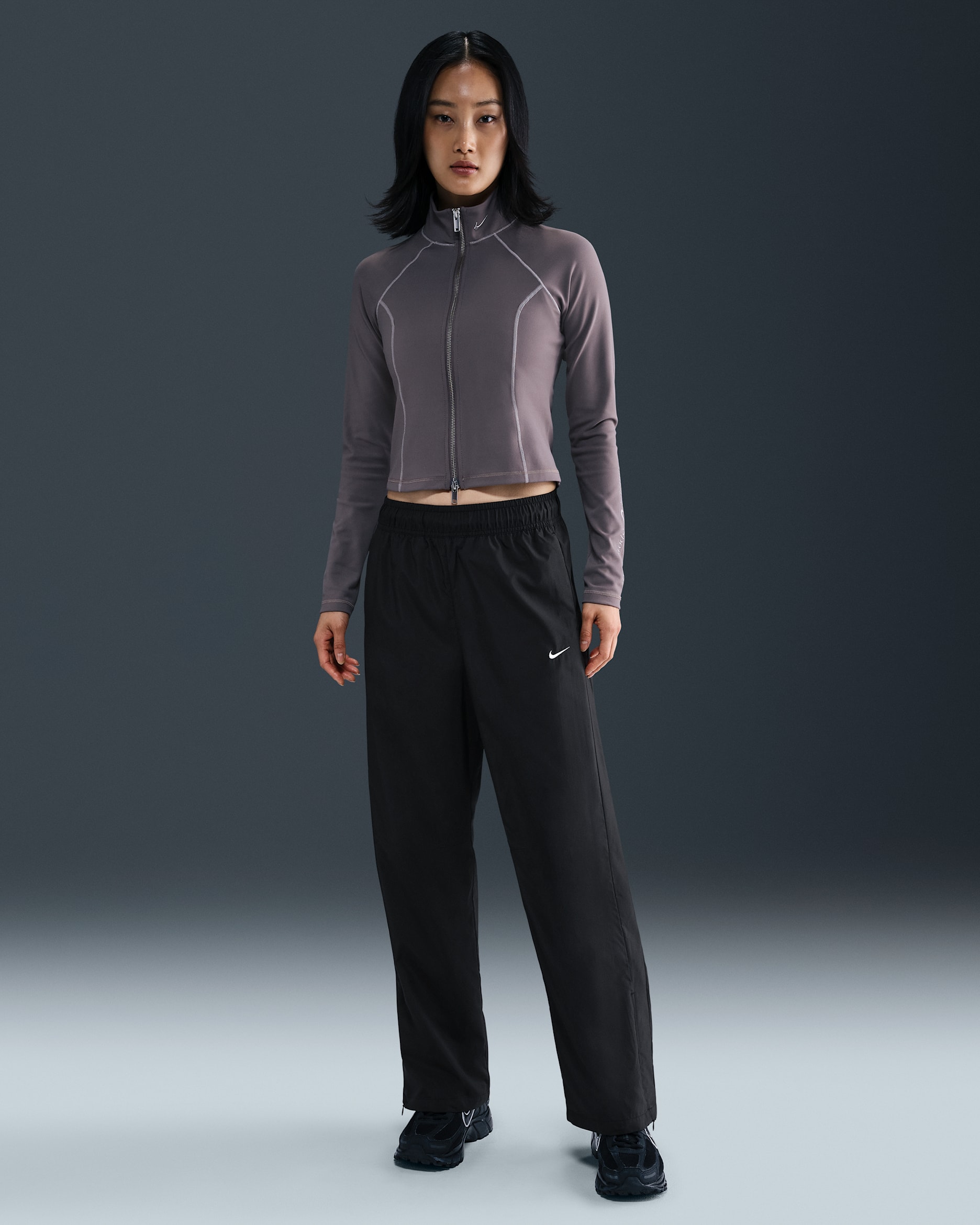 나이키 스포츠웨어 클래식 여성 미드라이즈 오픈 헴 팬츠 - 블랙/세일