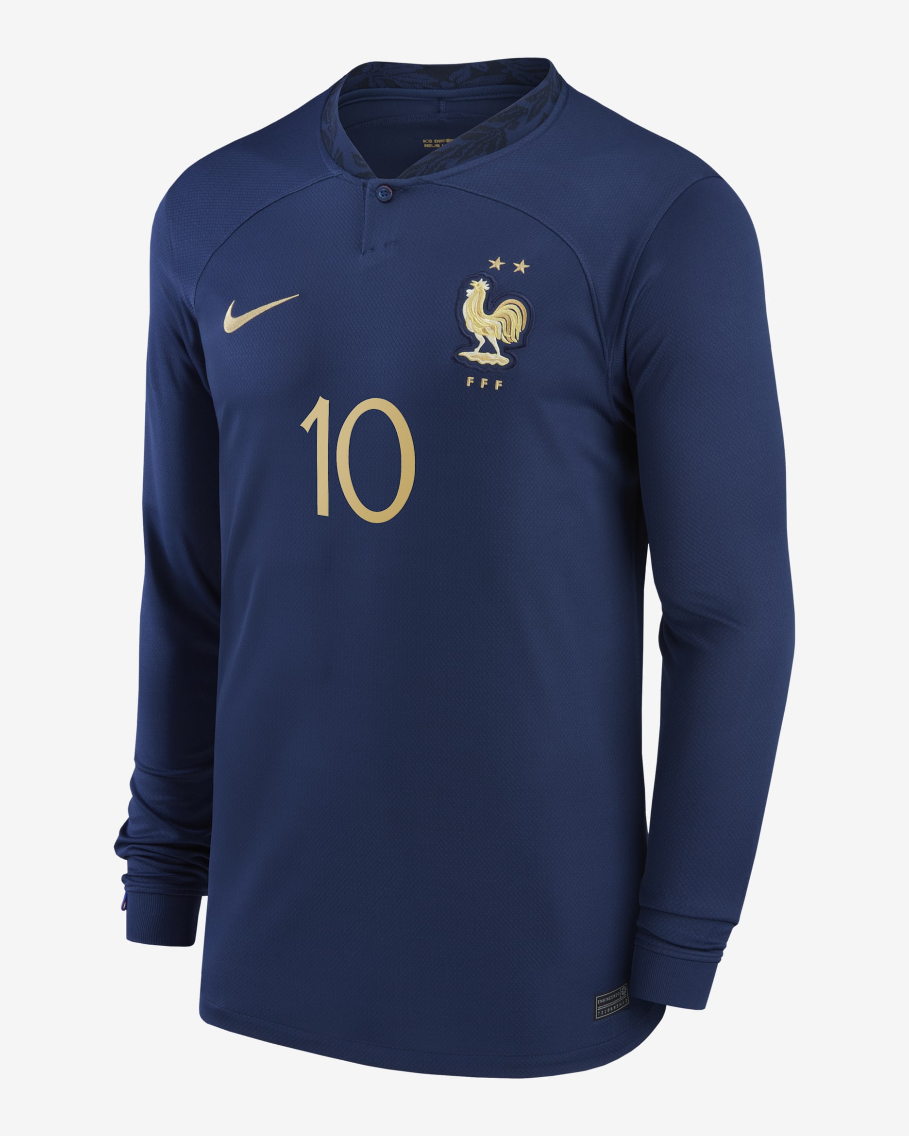 France National Team 2022/23 Stadium Home (Kylian Mbappe) Men's Nike Dri-FIT Long-Sleeve Soccer Jersey - Navy