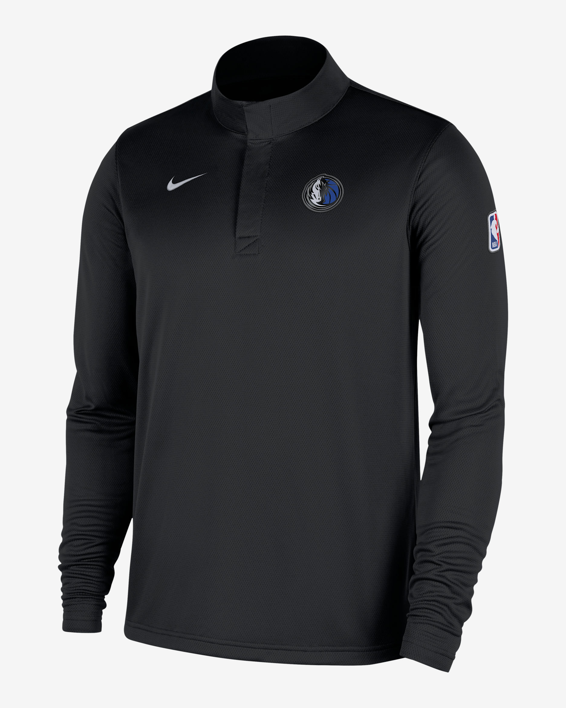 Dallas Mavericks Men's Nike Dri-FIT NBA 1/4-Zip Long-Sleeve Top - Black/White